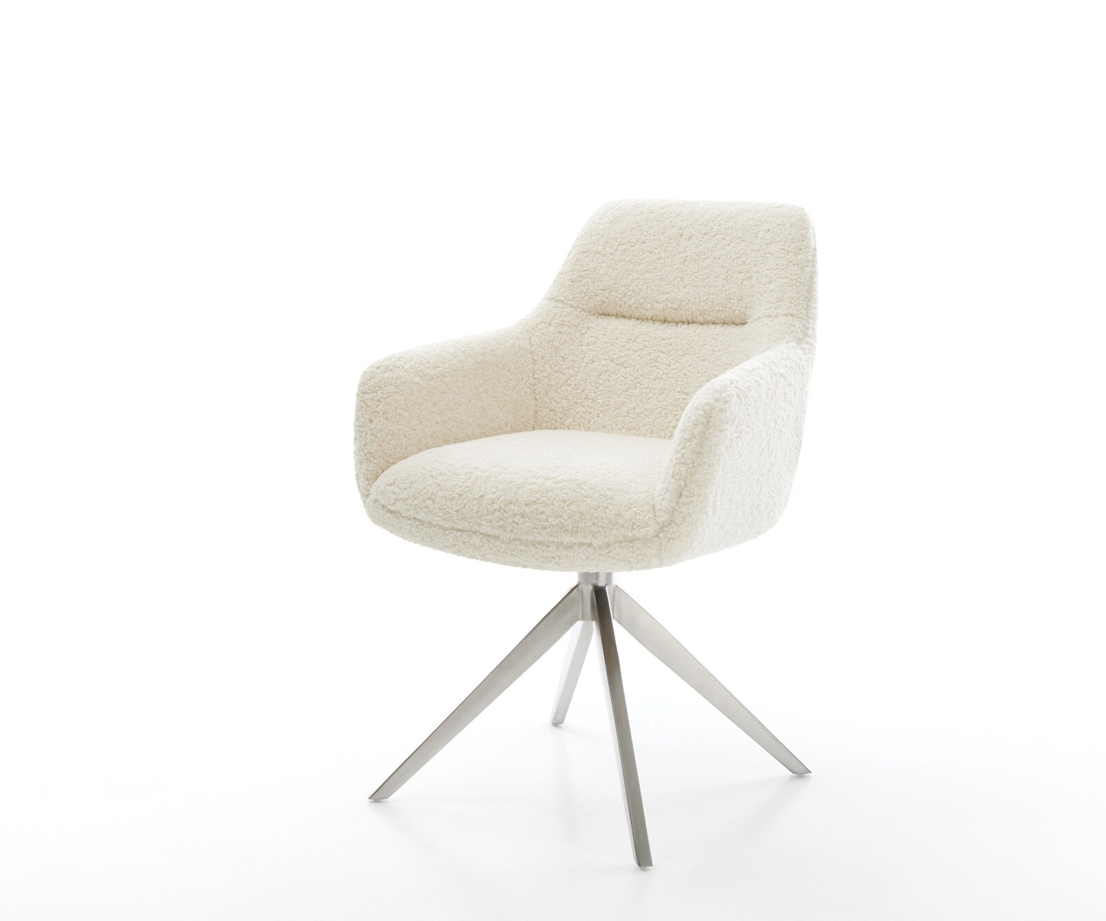 Chaise-pivotante Pejo-Flex tissu teddy beige pied croisé large acier inoxydable pivotement sur 360° fonction bascule resorts ensachés 1