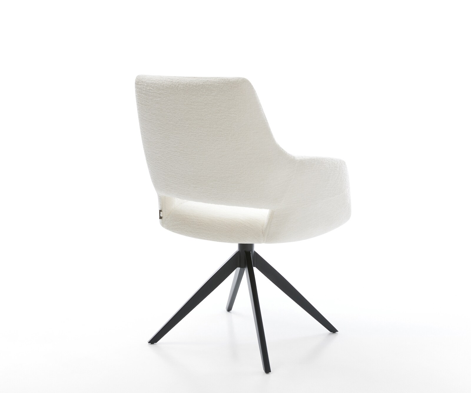 Drehstuhl Yago-Flex mit Armlehnen Bouclé Soft Beige Kreuzgestell breit Schwarz 360° drehbar Wippfunktion Taschenfederkern 5