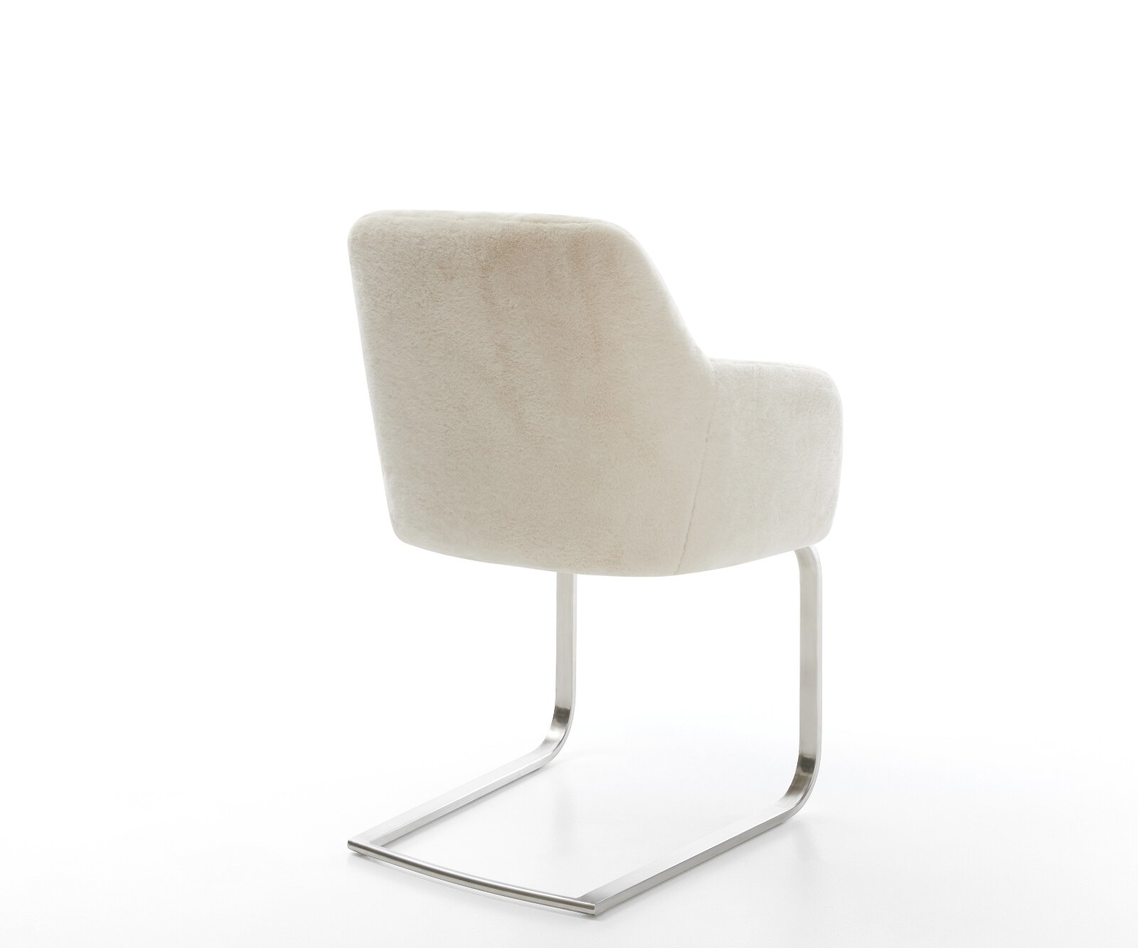 Freischwinger Greg-Flex Plüsch Creme-Weiß Freischwinger flach Edelstahl Taschenfederkern 4