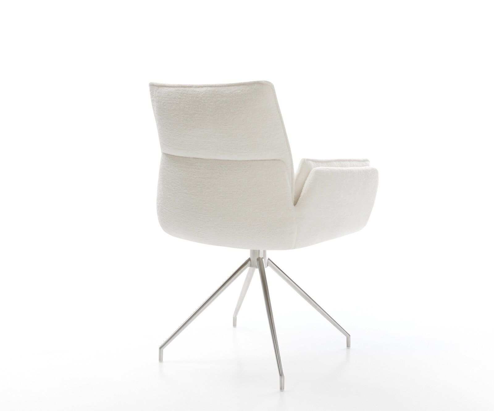 Esszimmerstuhl Nela-Flex Bouclé Soft Beige Kreuzgestell konisch Edelstahl 4