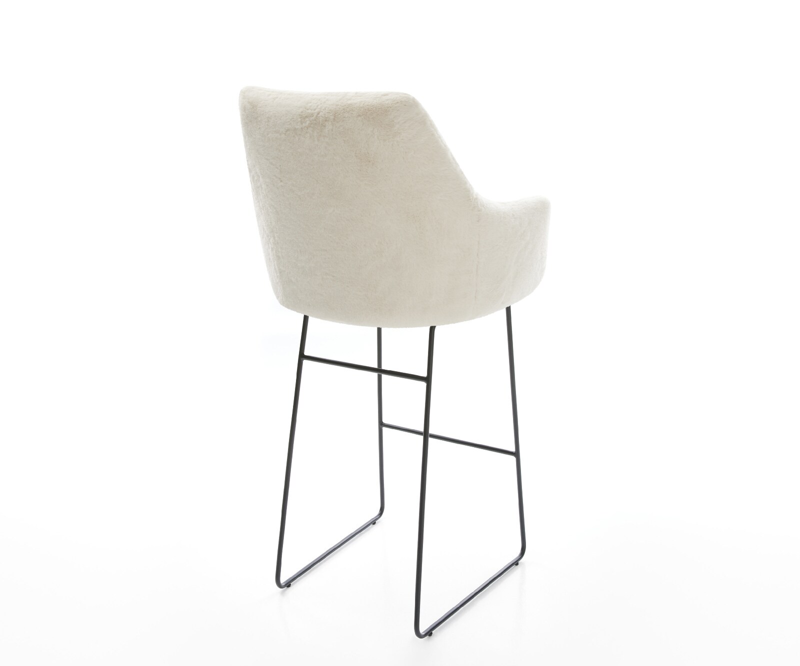 Barstuhl Alja-Flex Plüsch Creme-Weiß Kufengestell Metall Schwarz Taschenfederkern 5