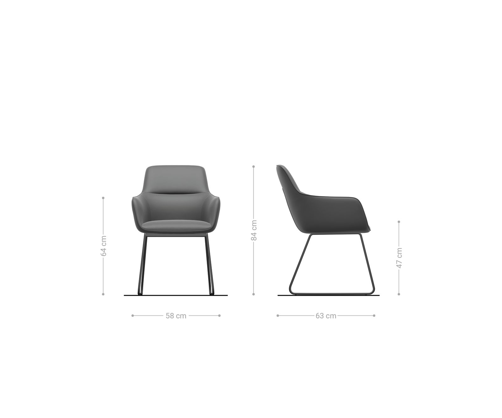 Chaise-de-salle-à-manger Pejo-Flex cuir de vache couleur boue pied trapèze acier inoxydable brossé ressorts ensachés 6