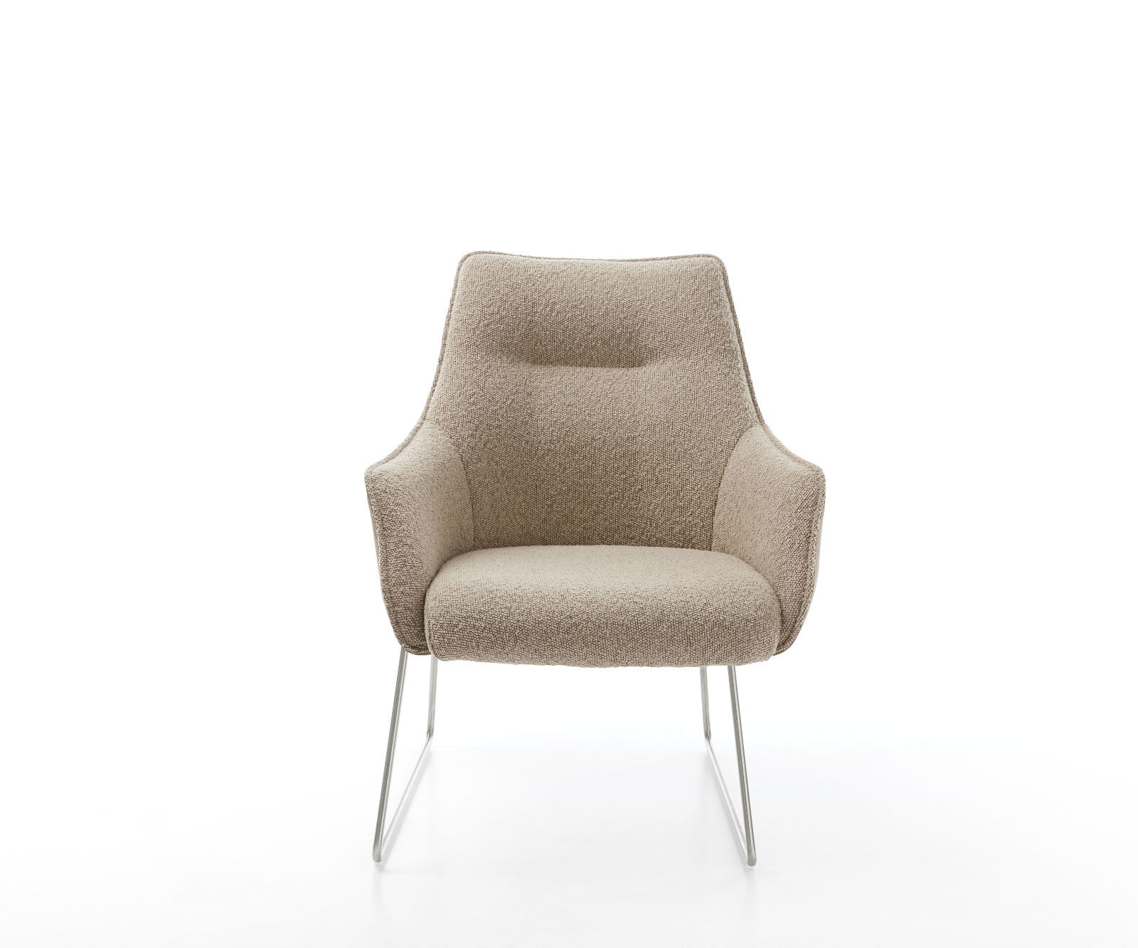 Esszimmerstuhl Alja-Flex mit Armlehnen Materialmix Schlamm Kufengestell Edelstahl Taschenfederkern 2