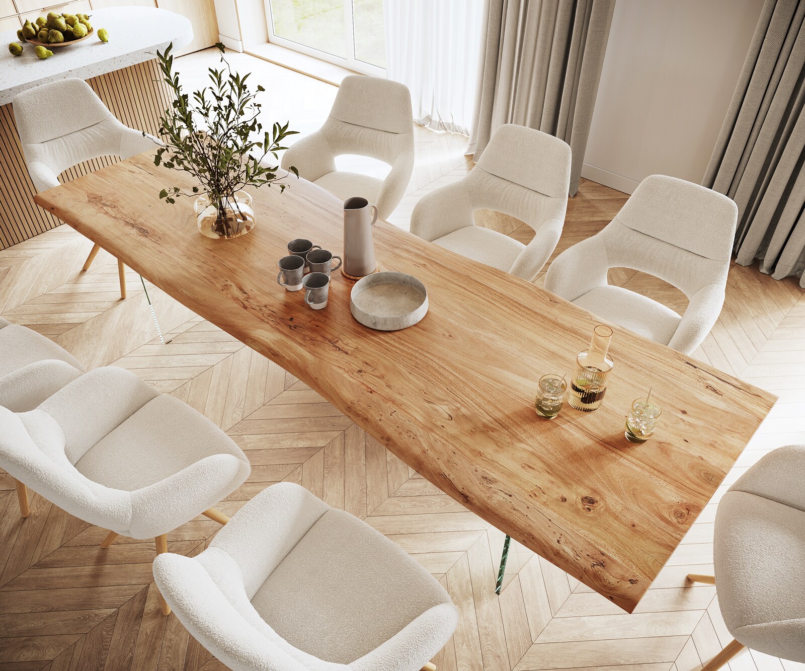 Esstisch Edge 280x100 XL Akazie Natur Glas Live-Edge 4