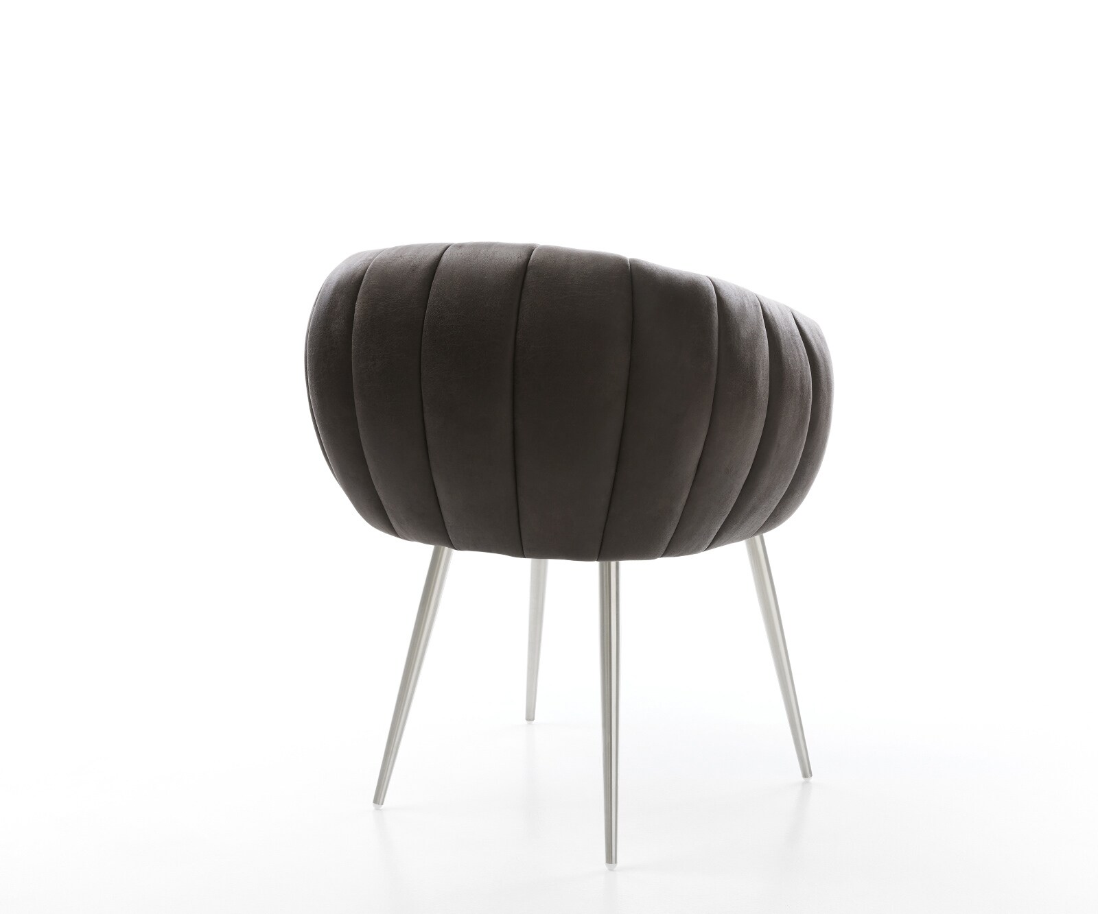 Chaise-de-salle-à-manger Jada-Flex microvelours anthracite vintage 4 pieds coniques acier inoxydable brossé ressorts ensachés 4