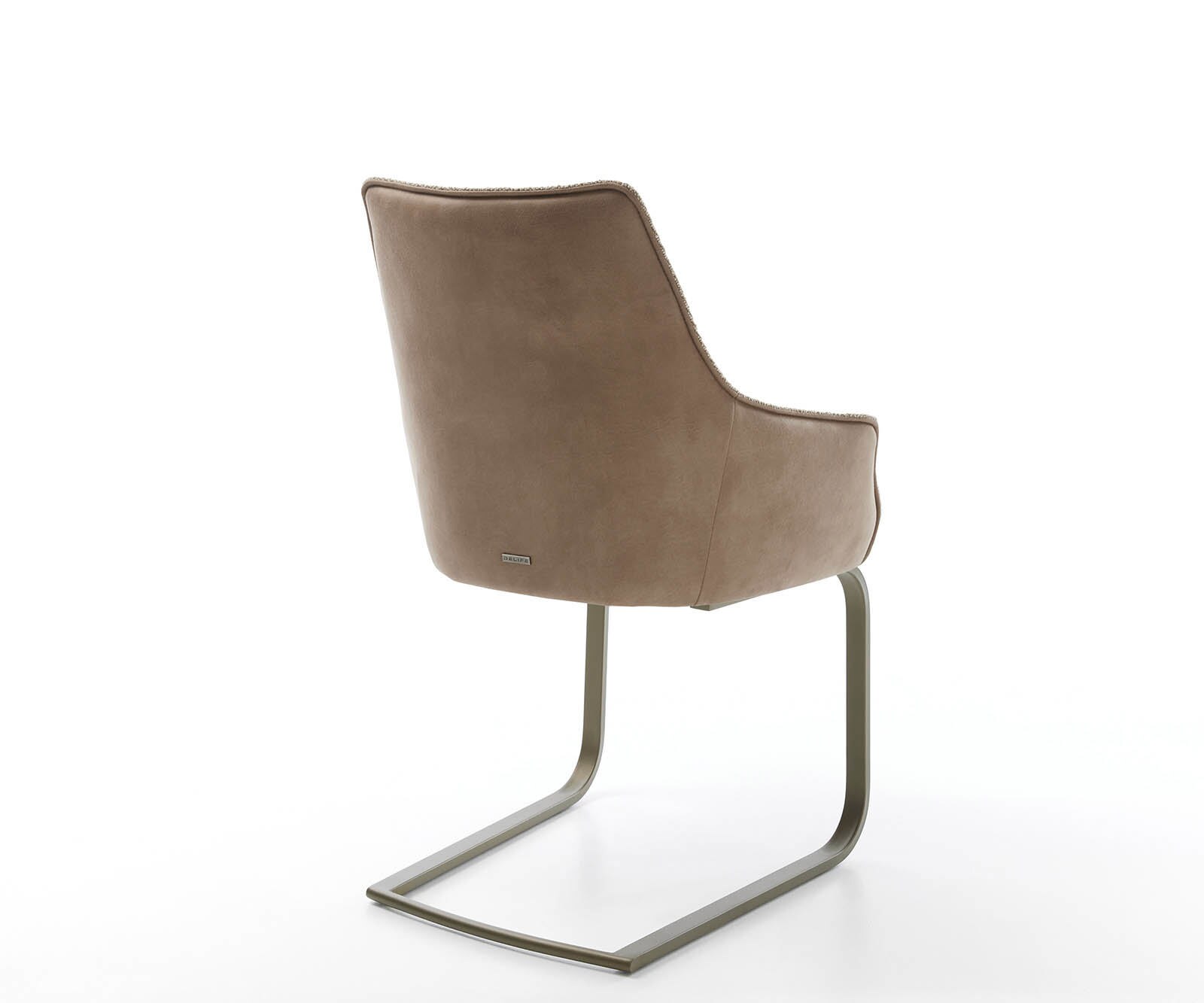 Cantilever Alja-Flex avec accoudoirs tissu mixte couleur boue pied cantilever plat aspect titane ressorts ensachés 4
