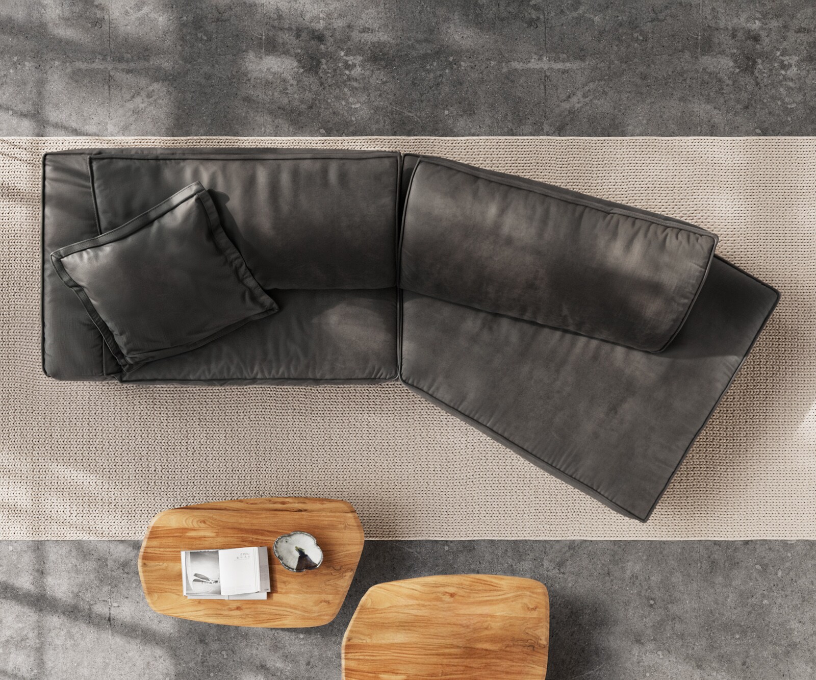 Big-Sofa Snoosh 400x150 cm Mikrofaser Schwarz Vintage Recamiere rechts 8