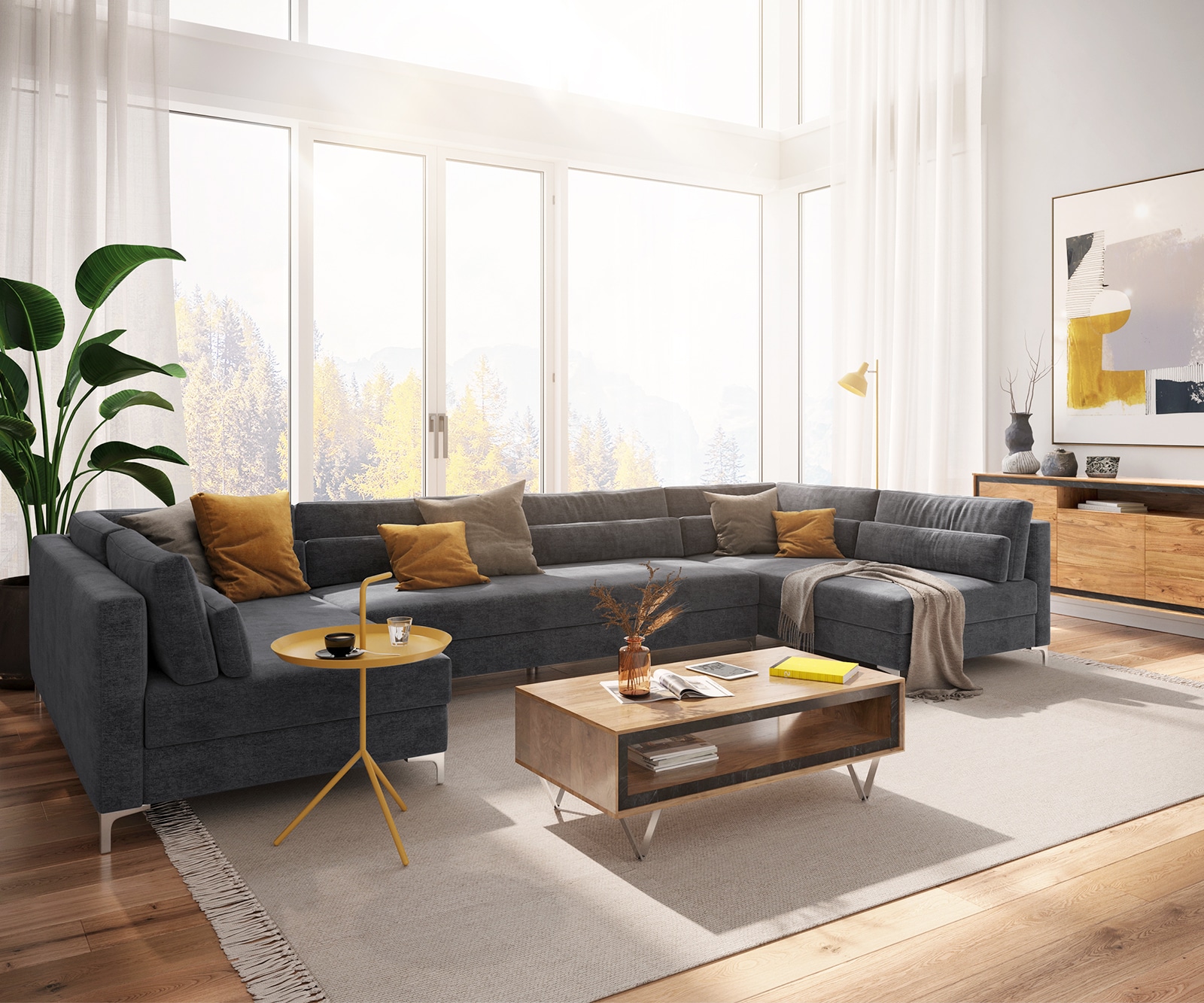 Wohnlandschaft Elio XL 400x185 cm Mikrofaser Graphite Wohnlandschaft Elio XL 400x185 cm Mikrofaser Graphite