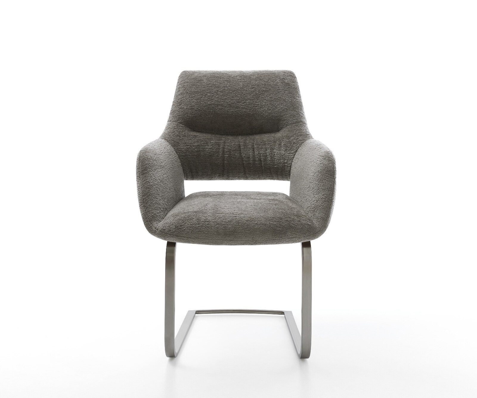 Freischwinger Yago-Flex mit Armlehnen Bouclé Soft Schlamm Freischwinger flach Graphit Taschenfederkern 1