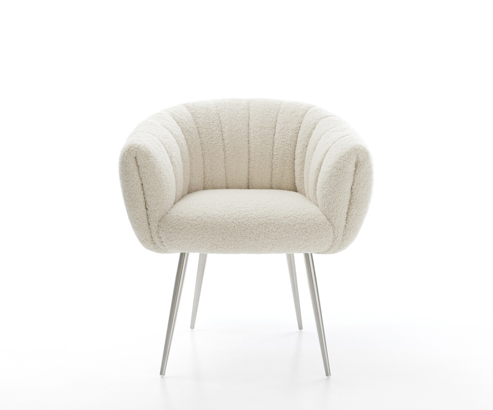 Esszimmerstuhl Jada-Flex Teddystoff Beige 4-Fuß konisch Edelstahl Taschenfederkern 2