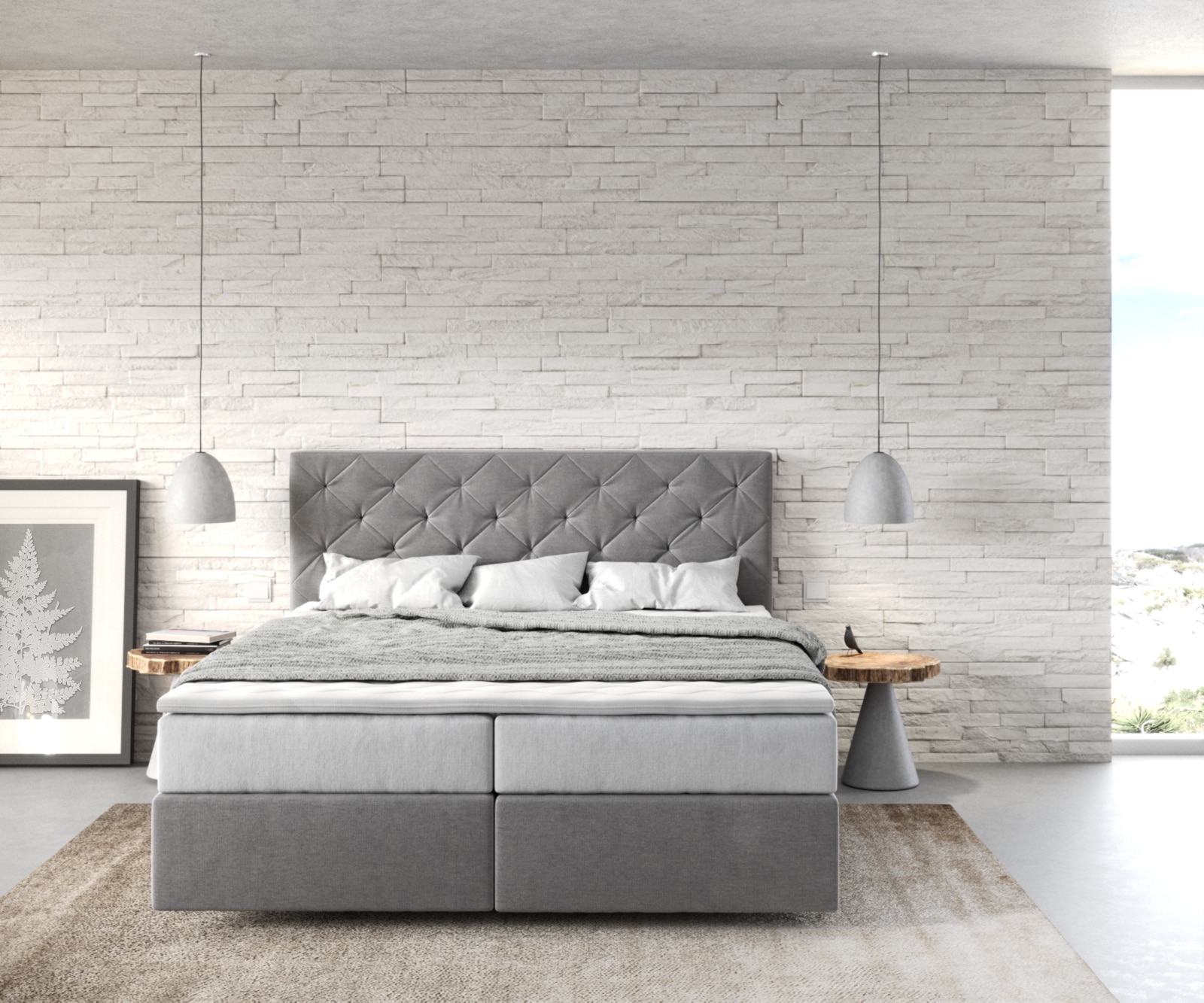 Boxspringbett Dream-Great 160x200 cm Mikrofaser Grau mit TFK Matratze und Visco Topper 1 Boxspringbett Dream-Great 160x200 cm Mikrofaser Grau mit TFK Matratze und Visco Topper 1