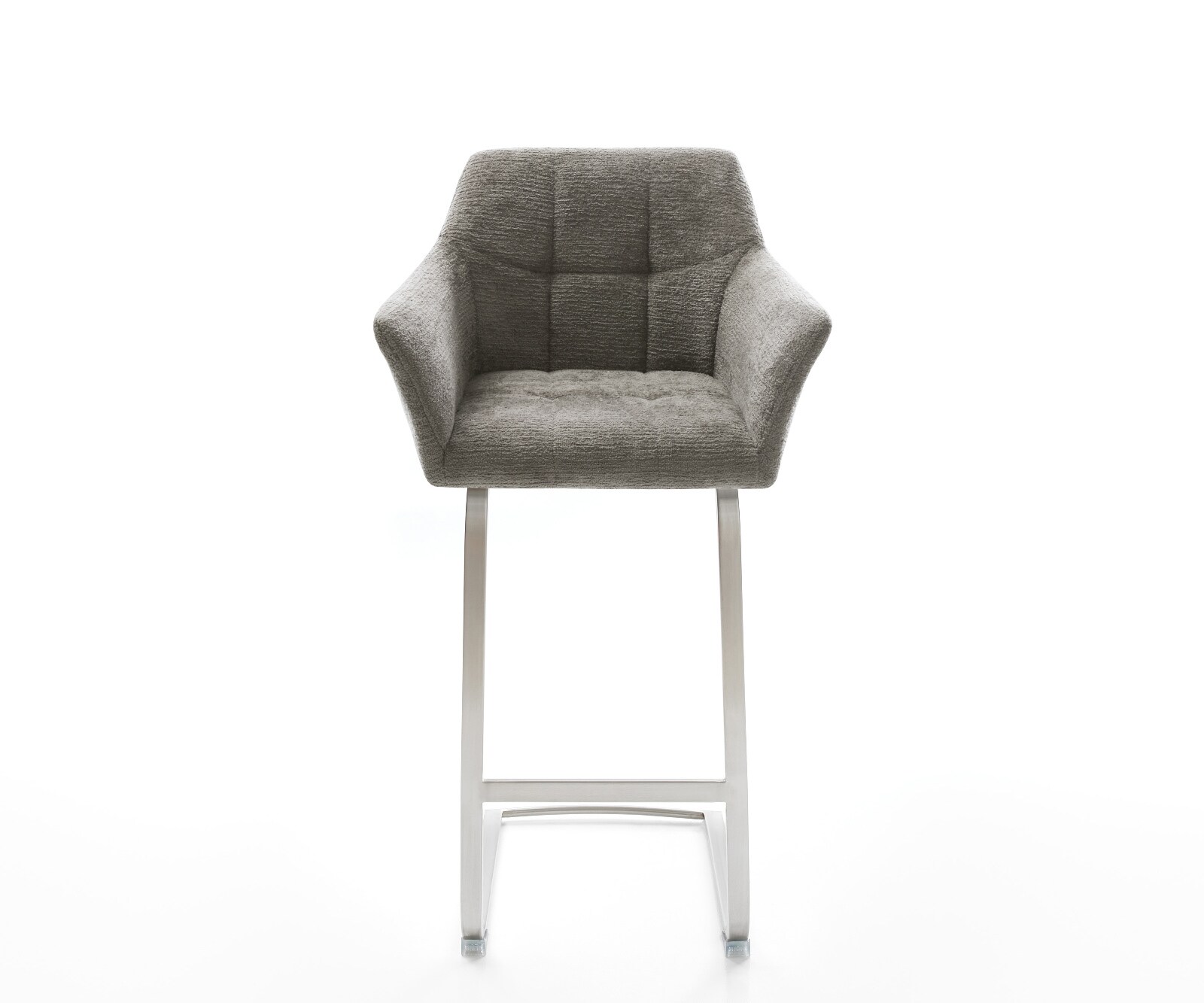 Chaise-de-bar Yulo-Flex Bouclé doux Boue Pied cantilever acier inoxydable Argent 1