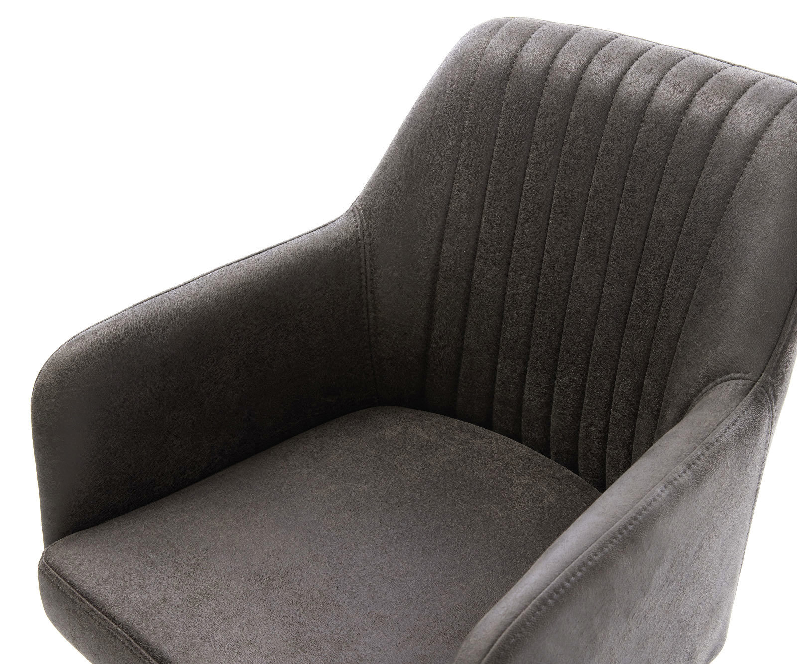 Chaise-de-salle-à-manger Greg-Flex microvelours anthracite vintage pied croisé conique acier inoxydable brossé ressorts ensachés 3 Chaise-de-salle-à-manger Greg-Flex microvelours anthracite vintage pied croisé conique acier inoxydable brossé ressorts ensachés 3