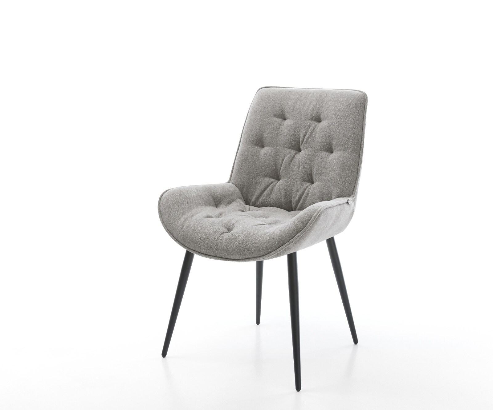 Esszimmerstuhl Taimi-Flex Strukturstoff Soft Grau 4-Fuß konisch Schwarz 1