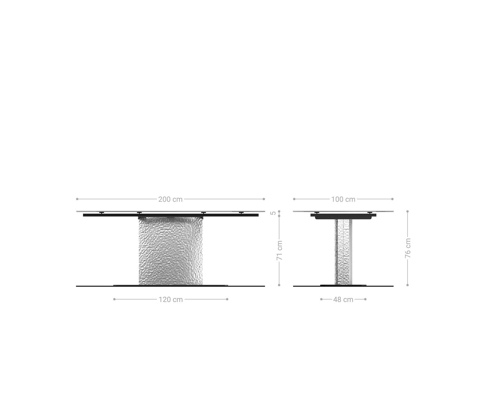 Esstisch Edge 180-220x90 Glas Antique-braun Wave Edelstahl ausziehbar 6