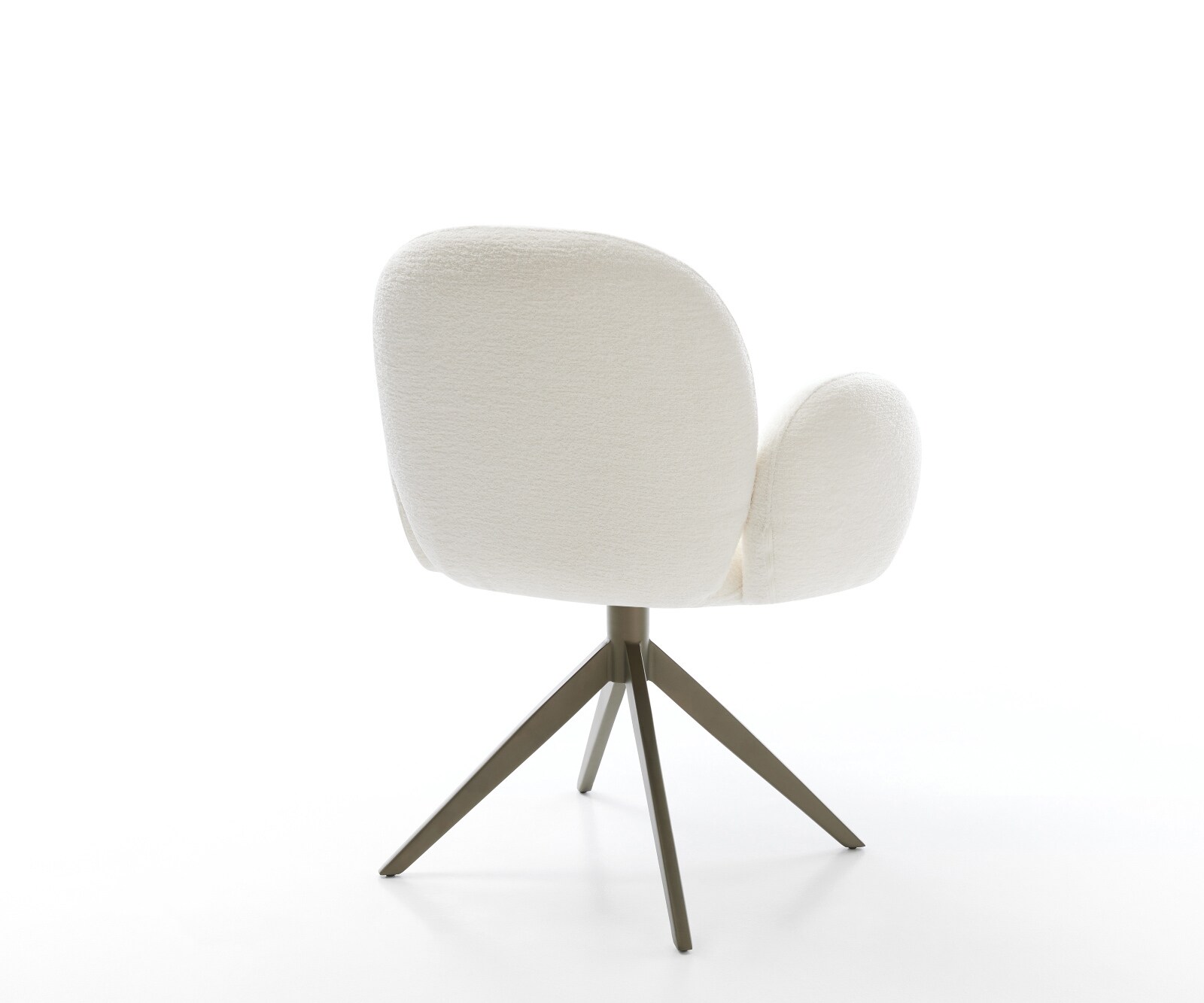 Chaise-pivotante Nube-Flex avec accoudoirs bouclé doux beige pied croisé large aspect titane pivotement sur 360° fonction bascule resorts ensachés 4