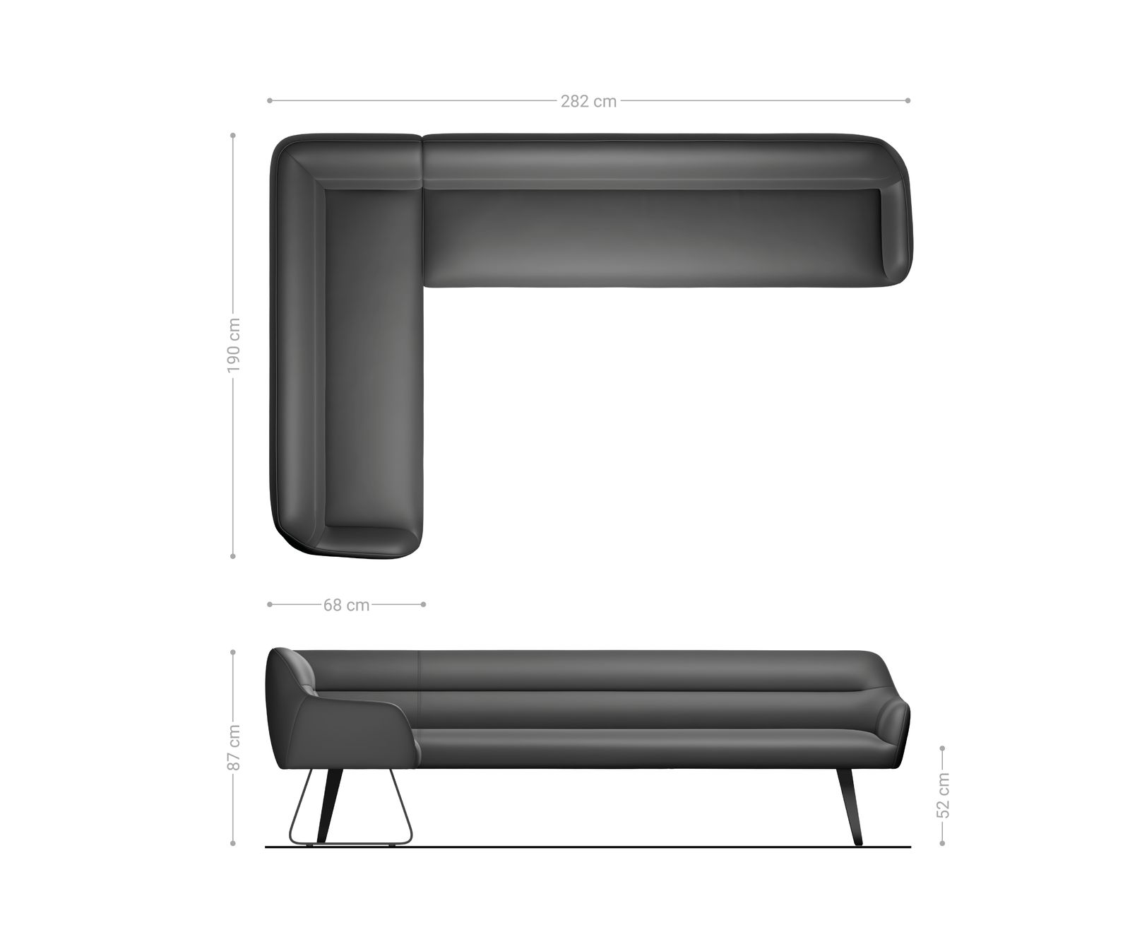 Banc-de-salle-à-manger Taya-Flex 285x190 cm bouclé crème-blanc châssis à patins plat acier inoxydable ressort ensaché à droite 8