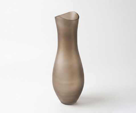 Vase Inclina B14 x T14 x H42 cm Glas Opal Mundgeblasen