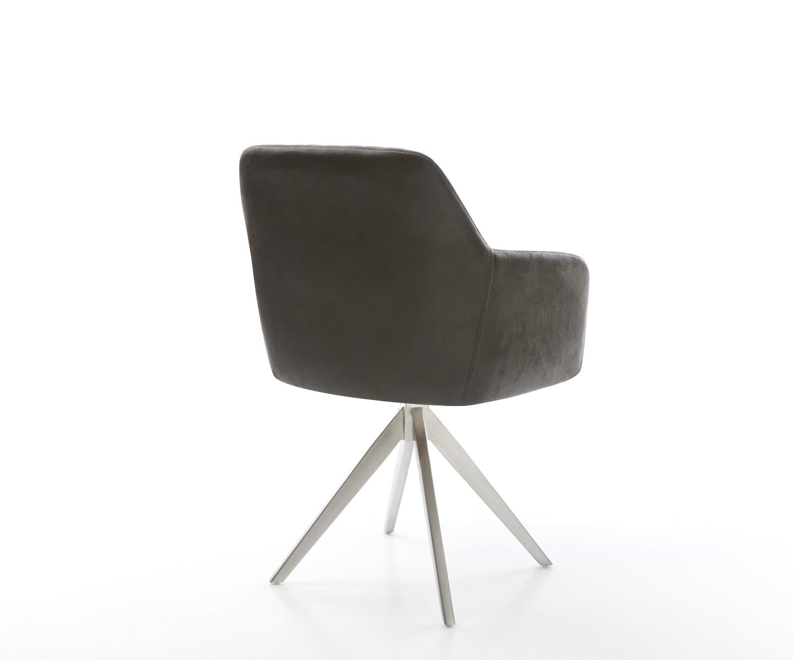 Chaise-de-salle-à-manger Greg-Flex microvelours anthracite vintage pied croisé angulaire acier inoxydable brossé ressorts ensachés 4
