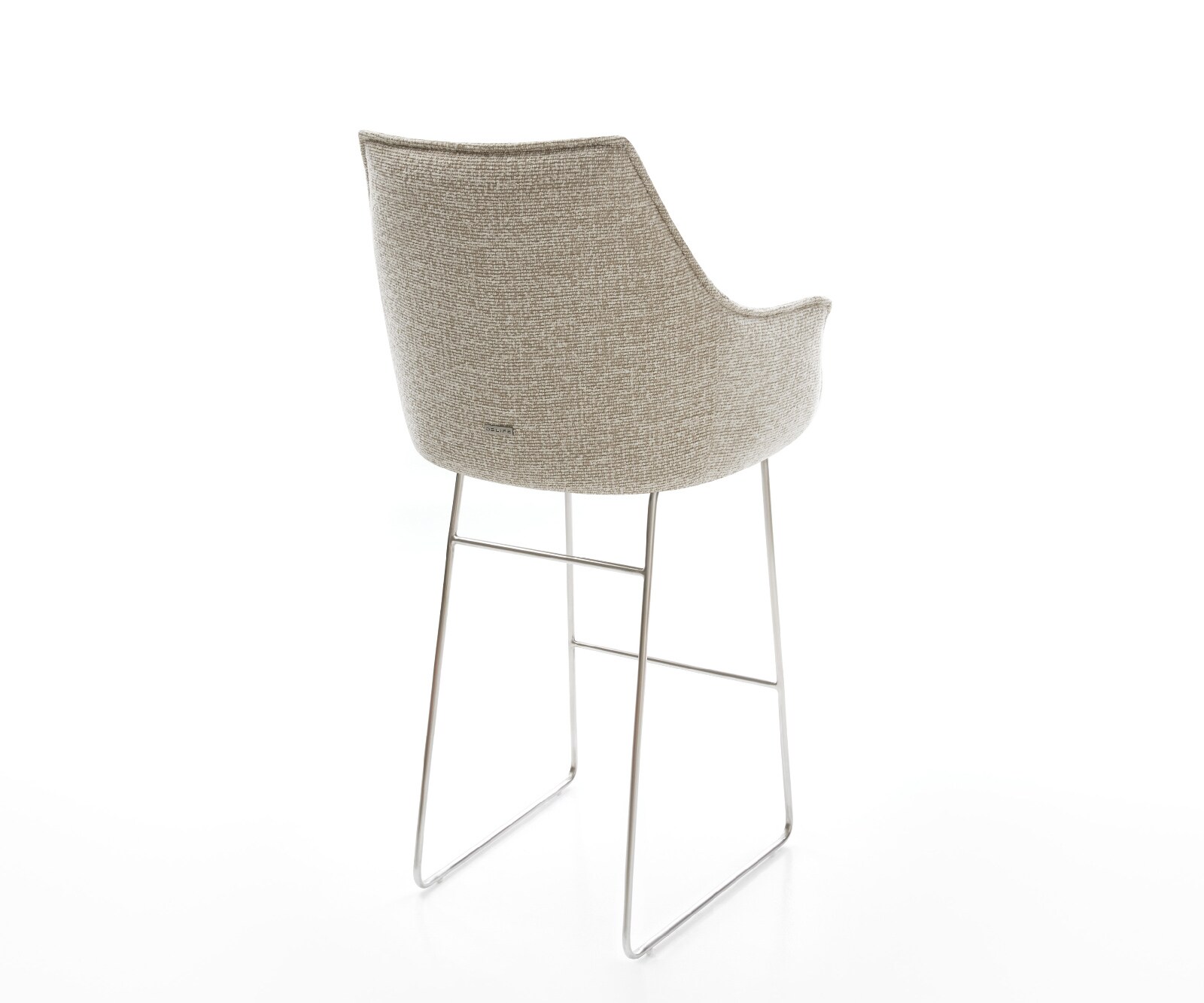 Barstuhl Alja-Flex Webstoff Soft Beige Kufengestell Edelstahl Silberfarben Taschenfederkern 5