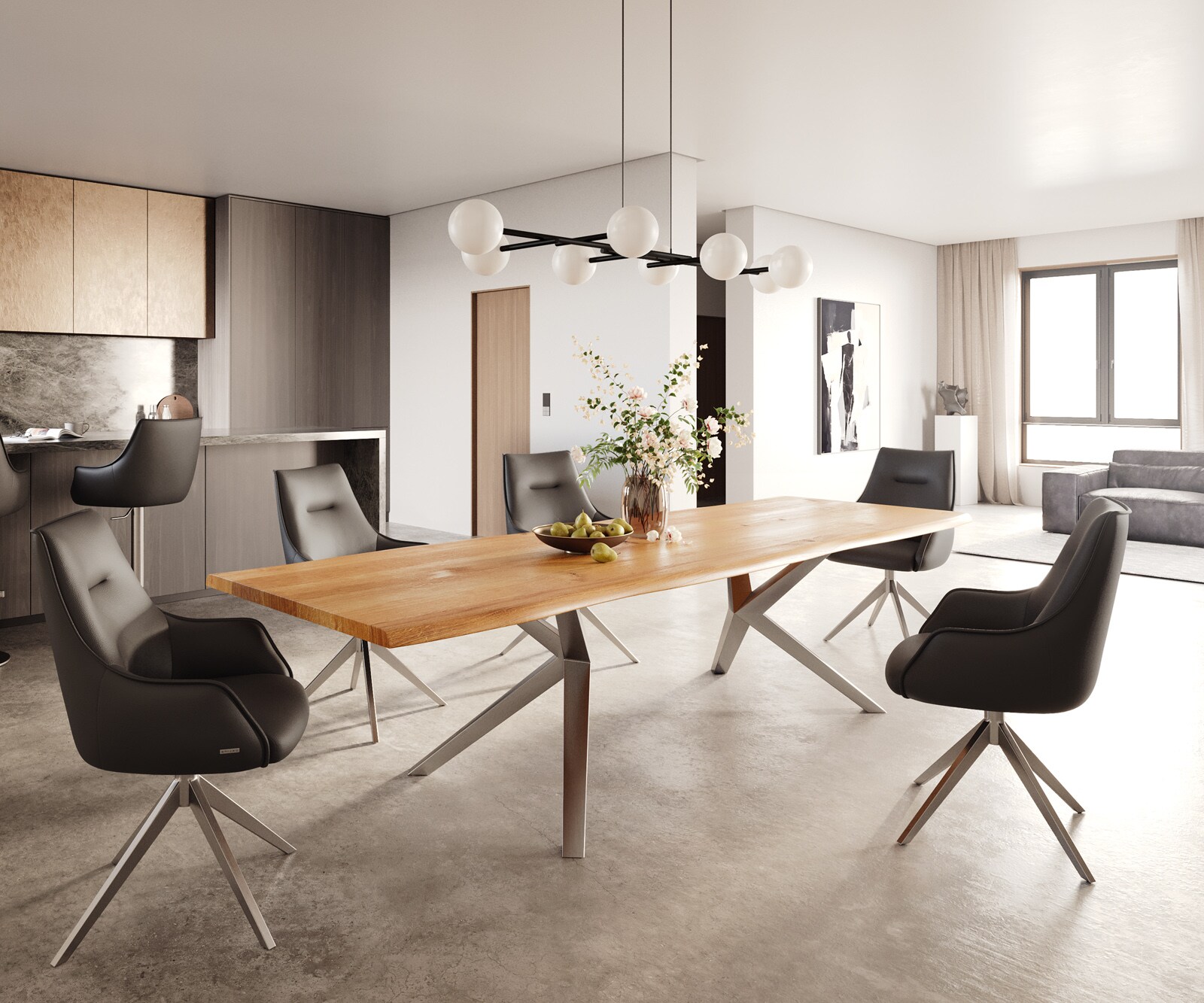 Esstisch Edge 300x100x4 Eiche Natur Zenthara kantig Edelstahl Live-Edge 4 Esstisch Edge 300x100x4 Eiche Natur Zenthara kantig Edelstahl Live-Edge 4