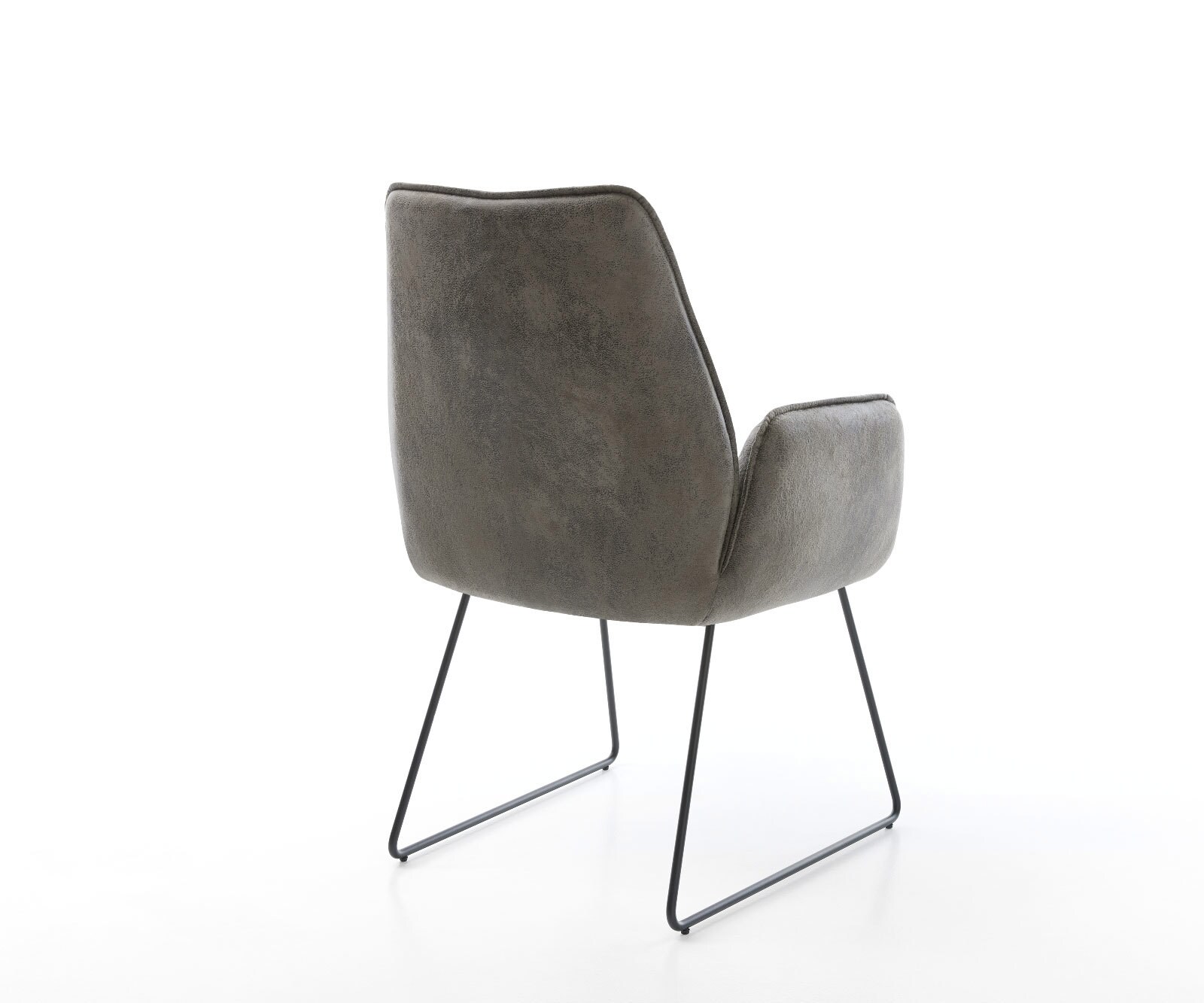 Chaise-de-salle-à-manger Zoa-Flex microvelours gris antique pied trapèze noir ressorts ensachés 4