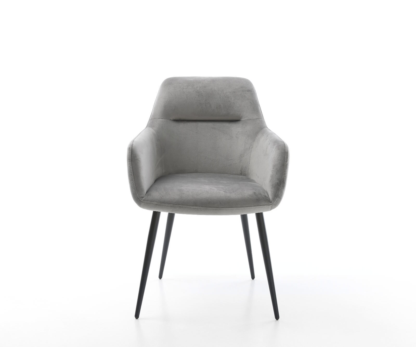 Chaise-de-salle-à-manger Pejo-Flex velours gris 4 pieds coniques noir ressorts ensachés 2
