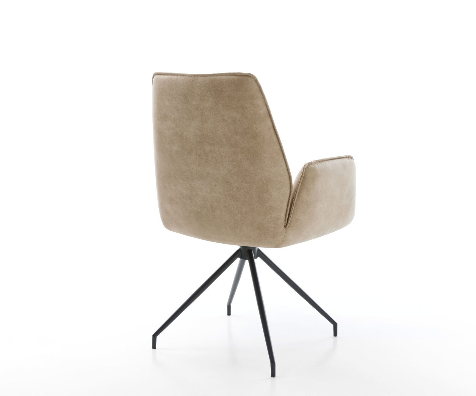 Chaise-de-salle-à-manger Zoa-Flex microvelours beige vintage pied croisé conique noir ressorts ensachés 4