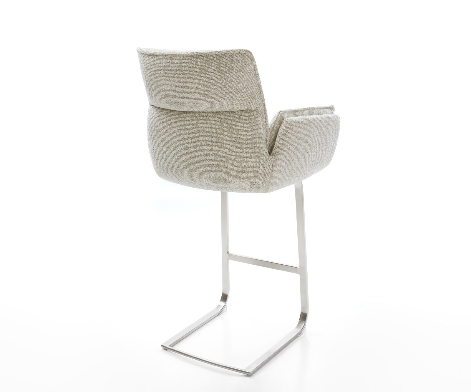 Barstuhl Nela-Flex Webstoff Soft Beige Freischwinger Flach Edelstahl Silberfarben 4