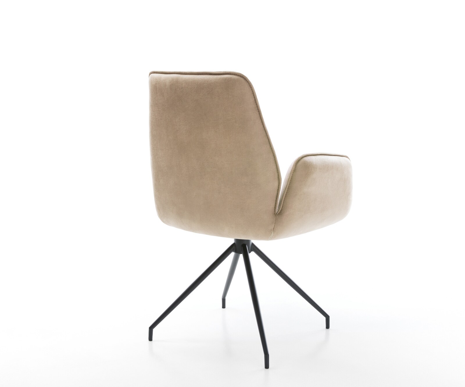 Esszimmerstuhl Zoa-Flex Mikrofaser Beige Vintage Kreuzgestell konisch Schwarz Taschenfederkern 4