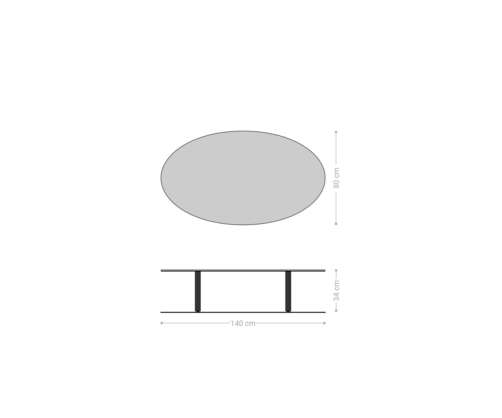 Table basse Edge ovale 140x80 cm céramique Onyx Champagne Ovada finition effet titane 8