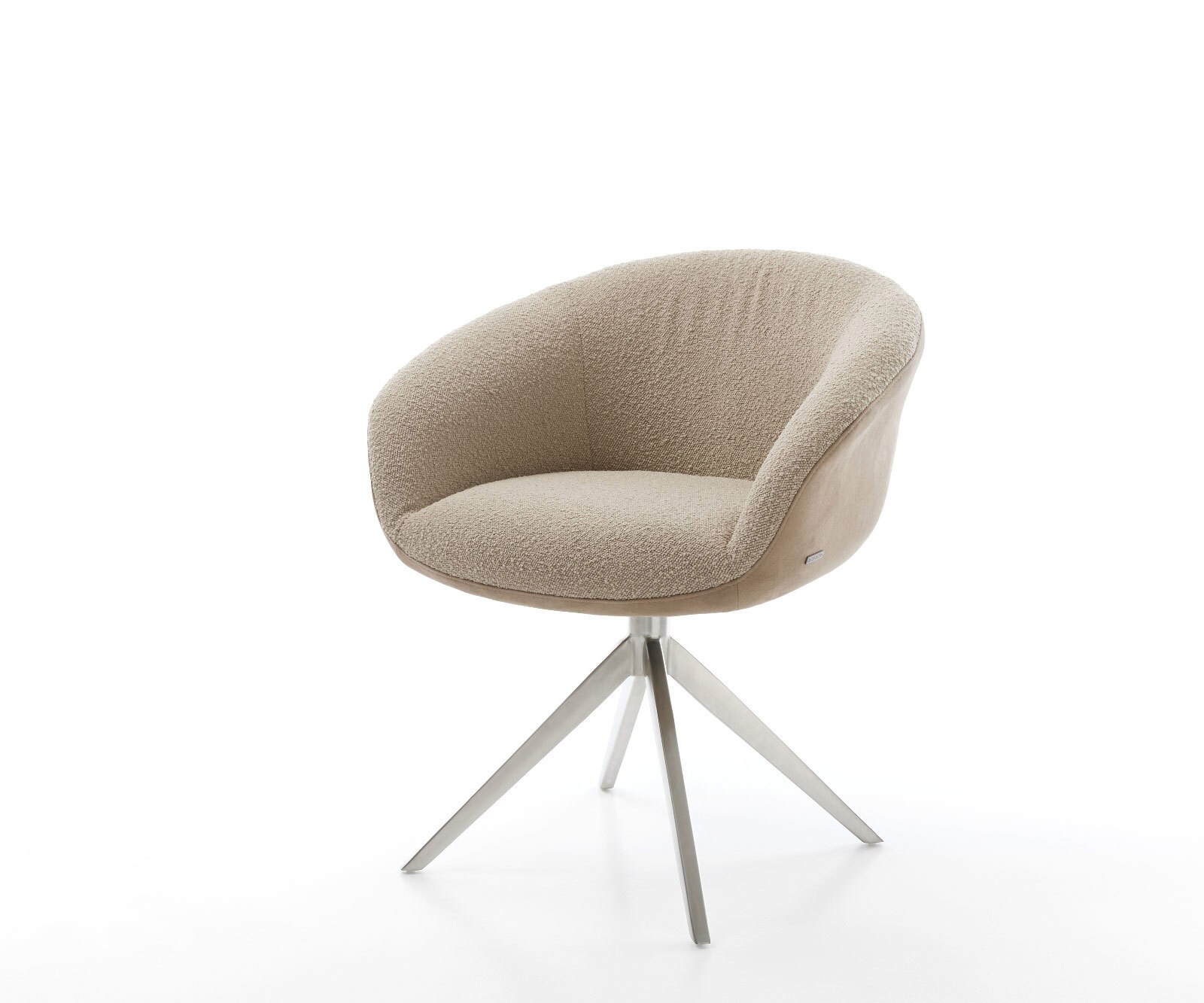 Chaise-pivotante Vinka-Flex tissu mixte boue pied croisé large acier inoxydable brossé pivotement sur 360° fonction bascule ressorts ensachés