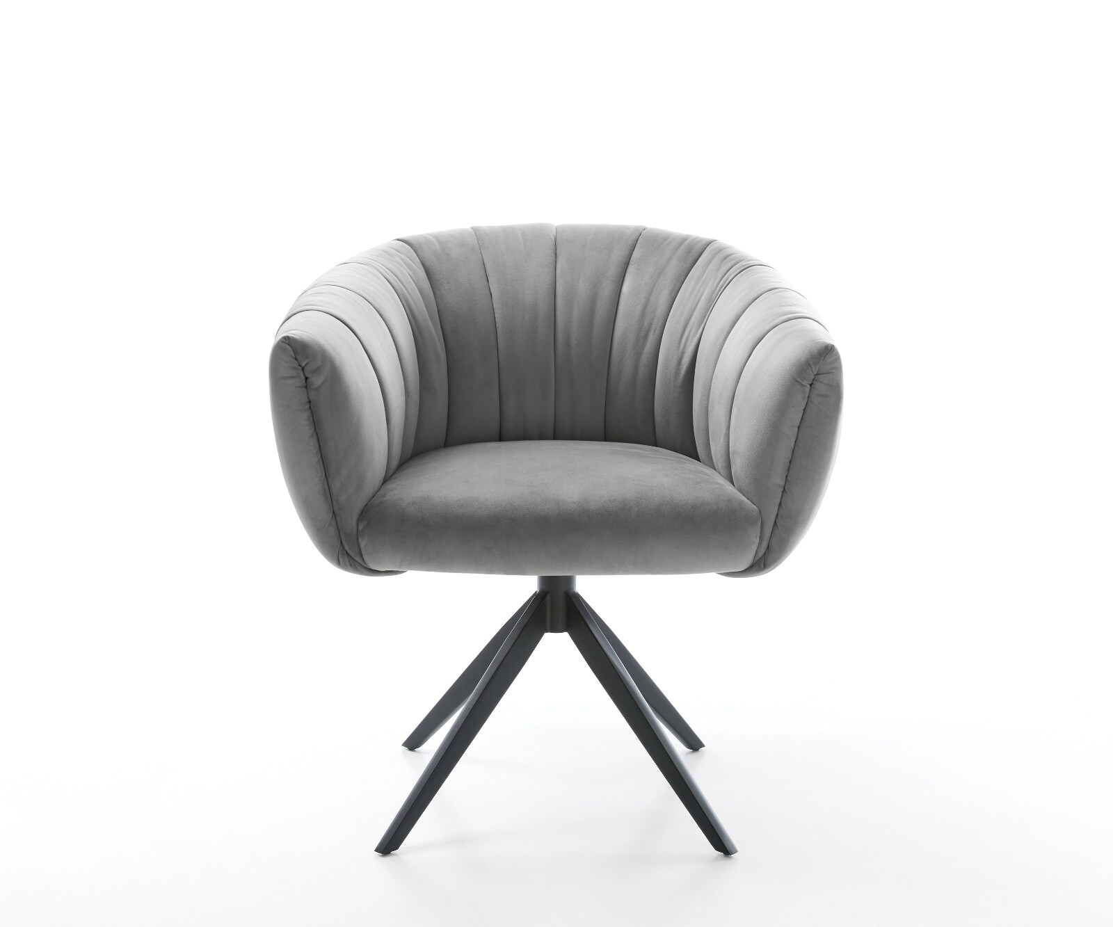 Drehstuhl Jada-Flex Samt Grau Kreuzgestell breit Schwarz 360° drehbar Wippfunktion Taschenfederkern 1