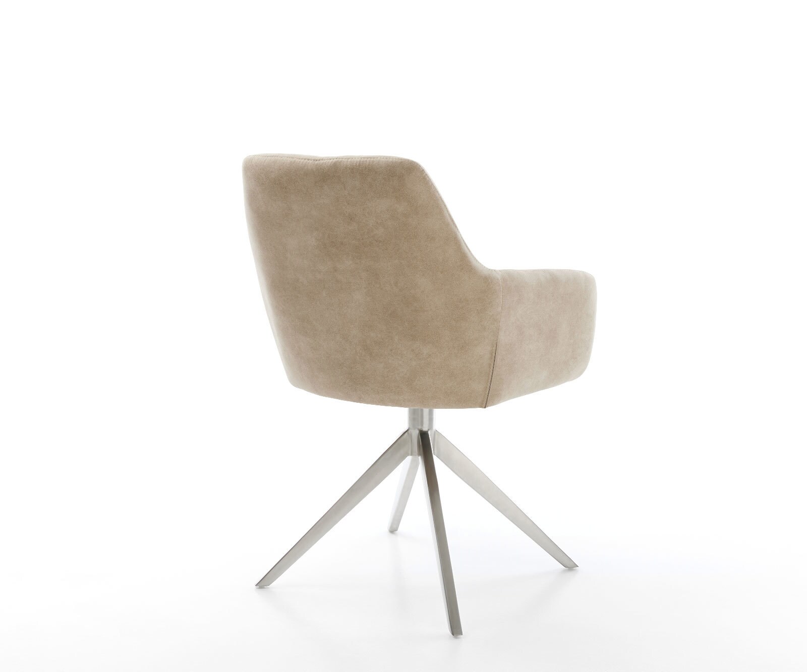Chaise-pivotante Pejo-Flex microvelours beige vintage pied croisé large acier inoxydable brossé pivotement sur 360° fonction bascule ressorts ensachés 4