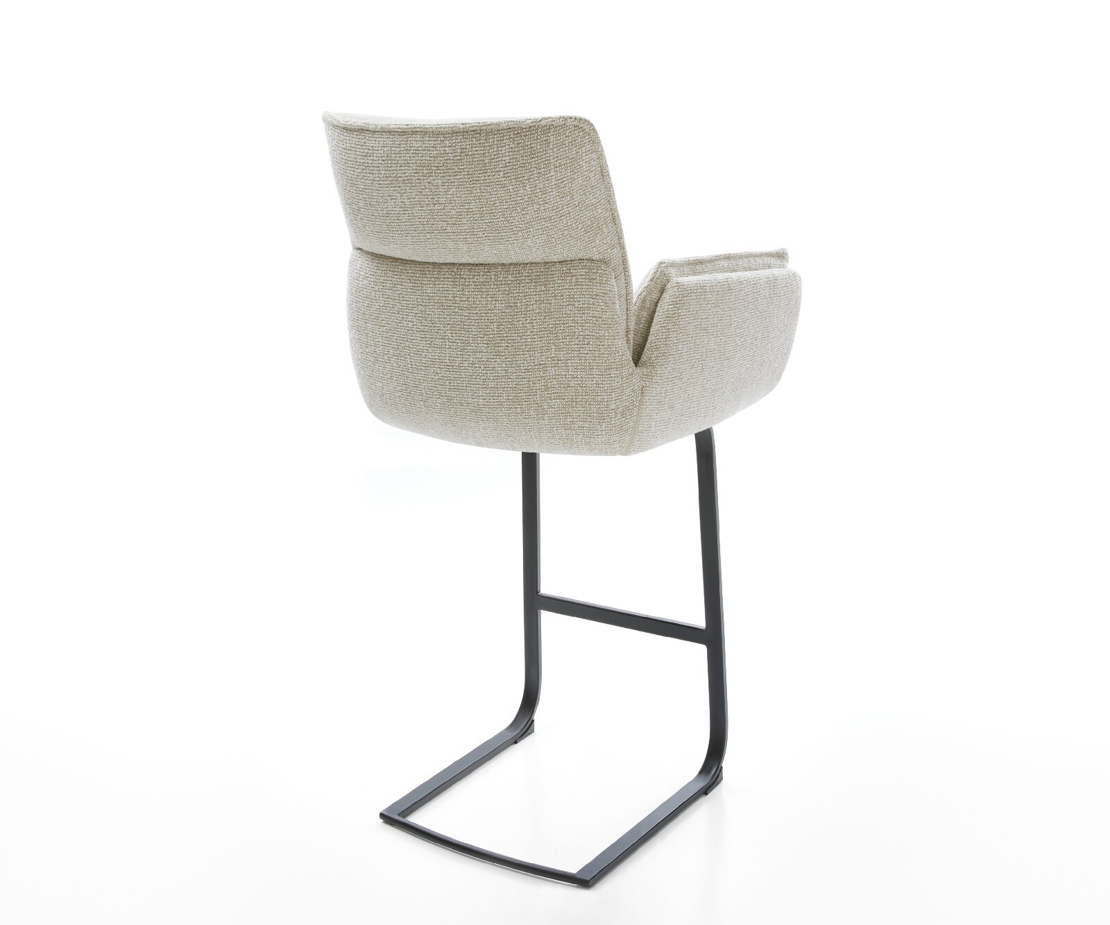 Chaise-de-bar Nela-Flex Tissu tissé doux Beige Pied cantilever plat noir Noir 5