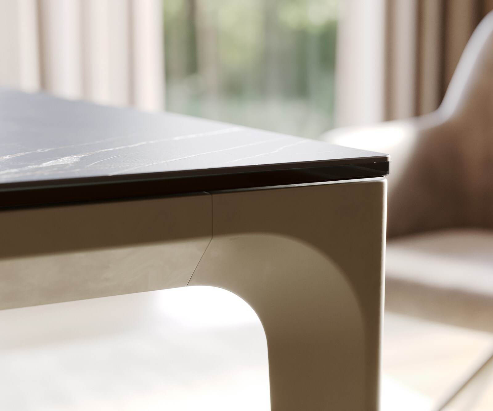 Esstisch Escina 200x100 cm Keramik Laminam®Noir Desir Braun Gestell Aluminium 8