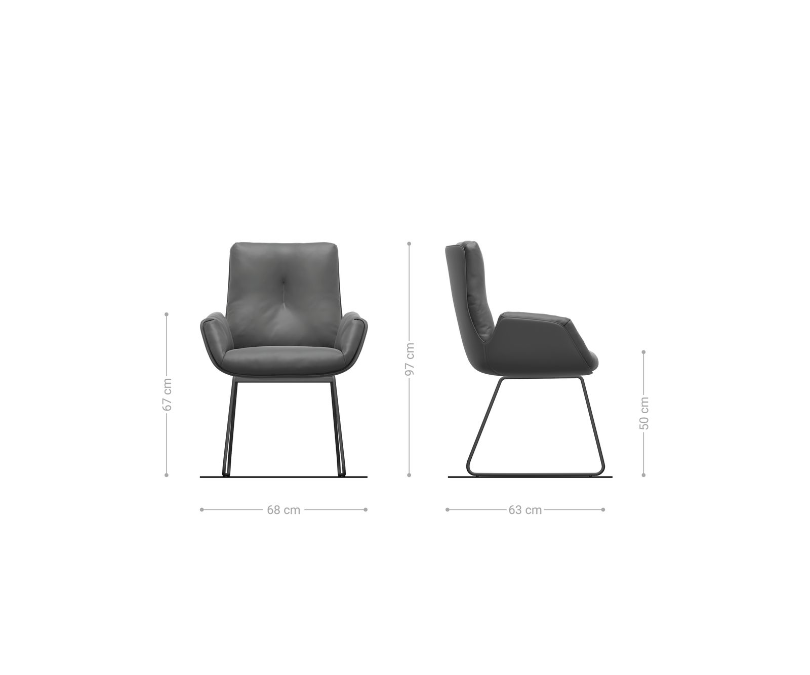 Esszimmerstuhl Clea-Flex Strukturstoff Soft Grau Kufengestell Schwarz 6