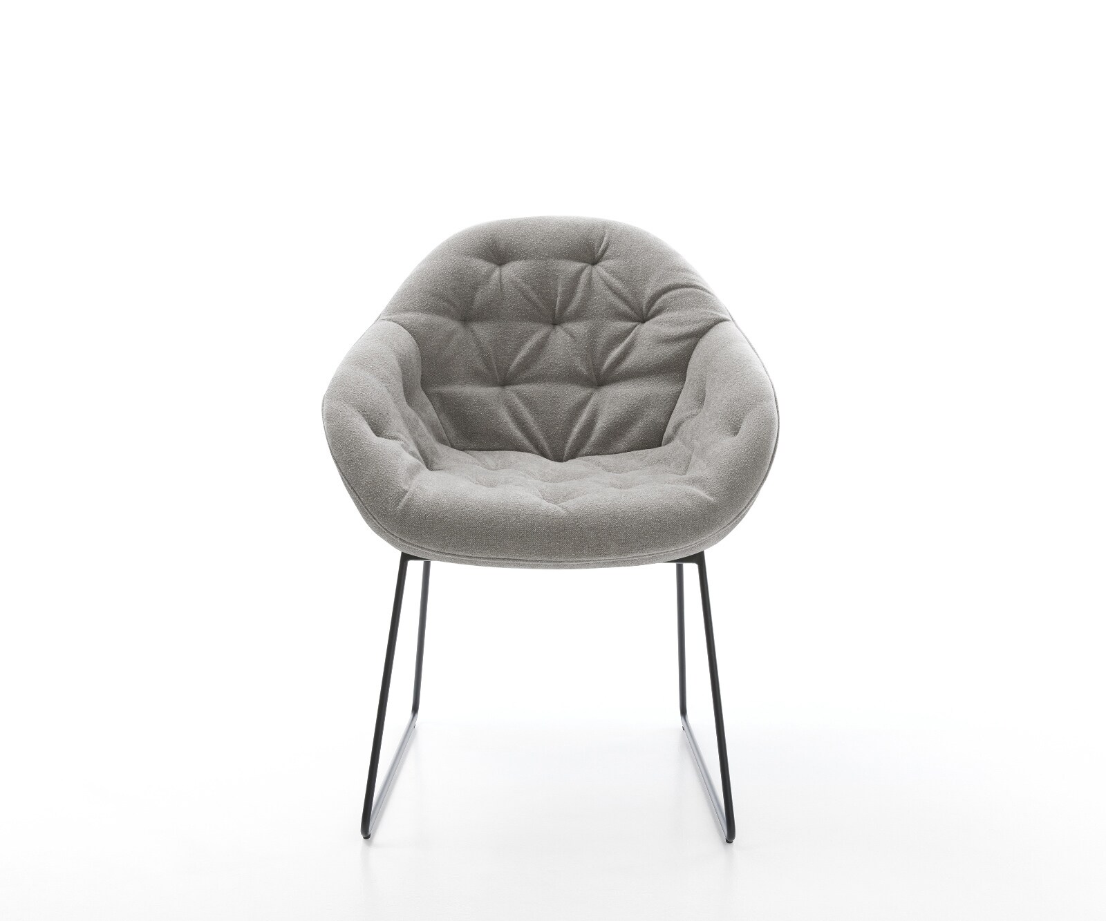 Chaise-de-salle-à-manger Gaio-Flex tissu structuré doux gris pied trapèze noir 2