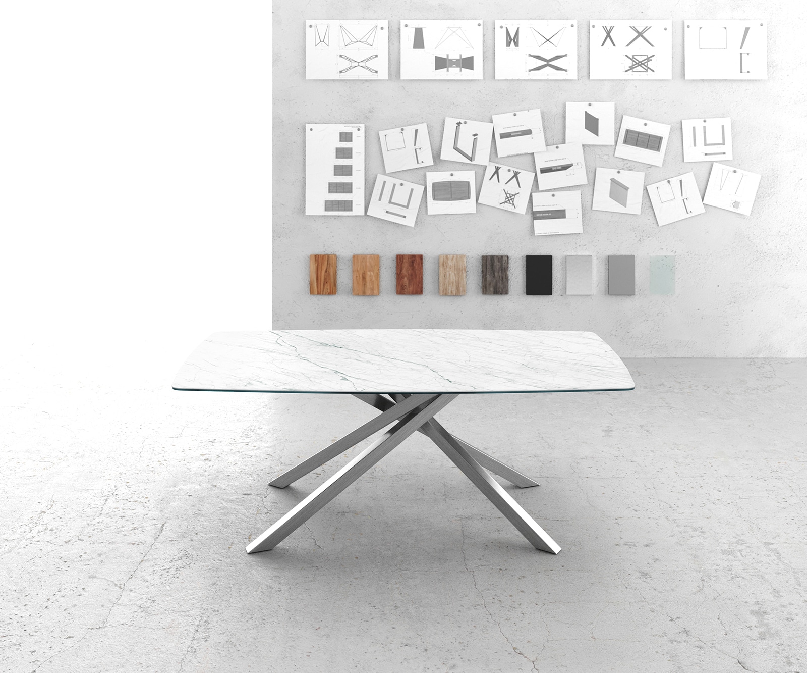 Esstisch Edge Bootsform 200x100cm Keramik Laminam®Statuarietto Weiß Kreuzgestell Rechteck Edelstahl 1 Esstisch Edge Bootsform 200x100cm Keramik Laminam®Statuarietto Weiß Kreuzgestell Rechteck Edelstahl 1