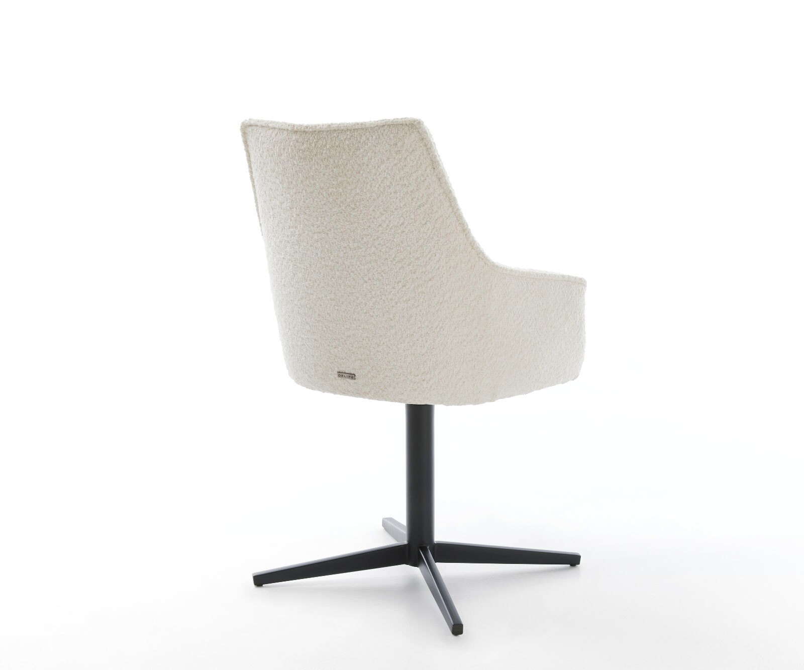Chaise-pivotante Alja-Flex avec accoudoirs bouclé blanc pied de chaise 4 branches noir pivotement sur 360° ressorts ensachés 4