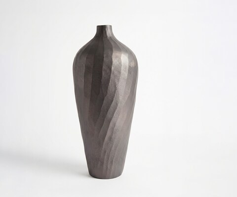 Vase Torvia B17 x T17 x H41 cm Aluminium Hämatit Handgemacht