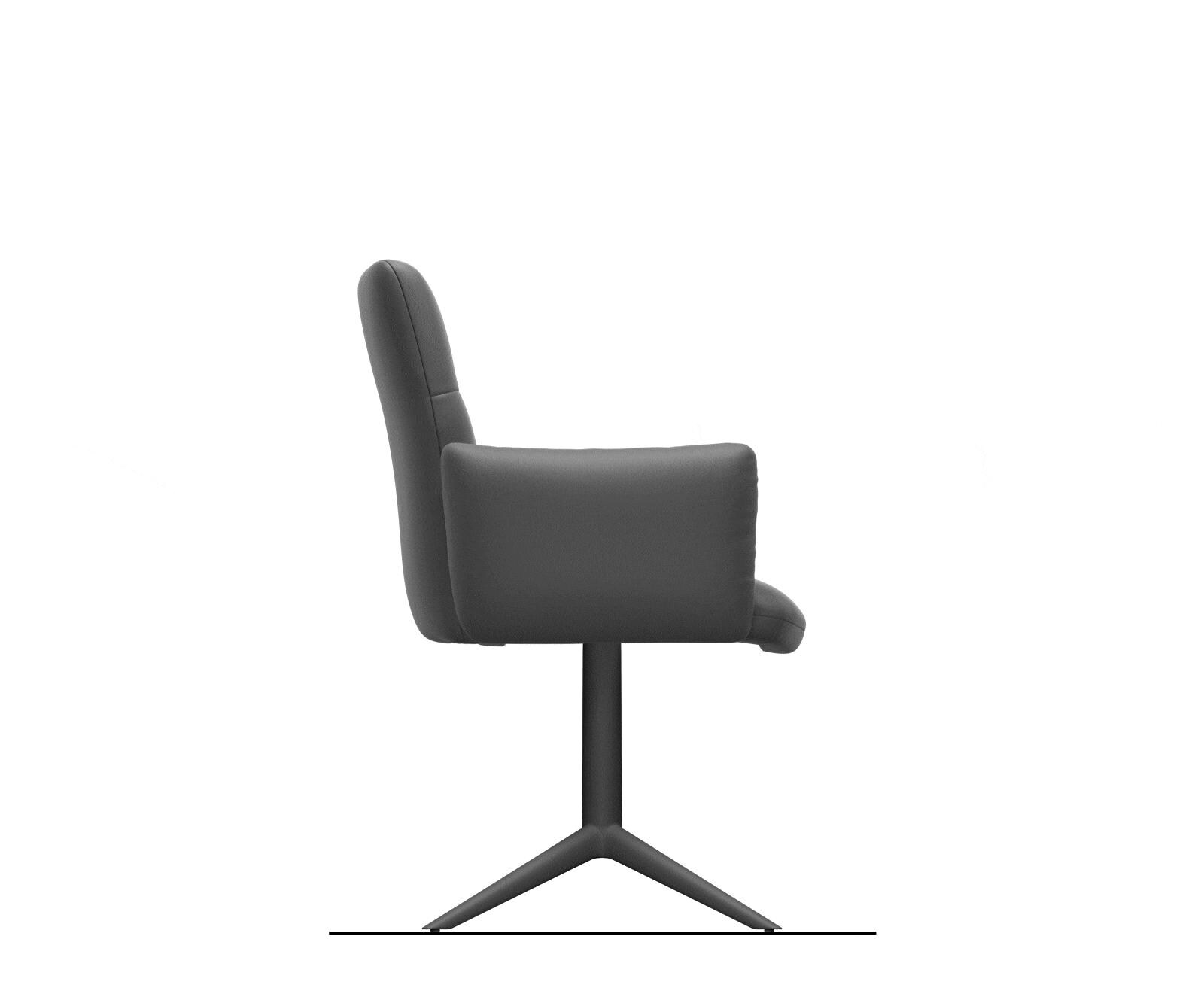 Chaise-pivotante Jova-Flex avec accoudoirs chenille gris argenté pied de chaise 4 branches acier inoxydable brossé pivotement sur 360° fonction bascule ressorts ensachés 9