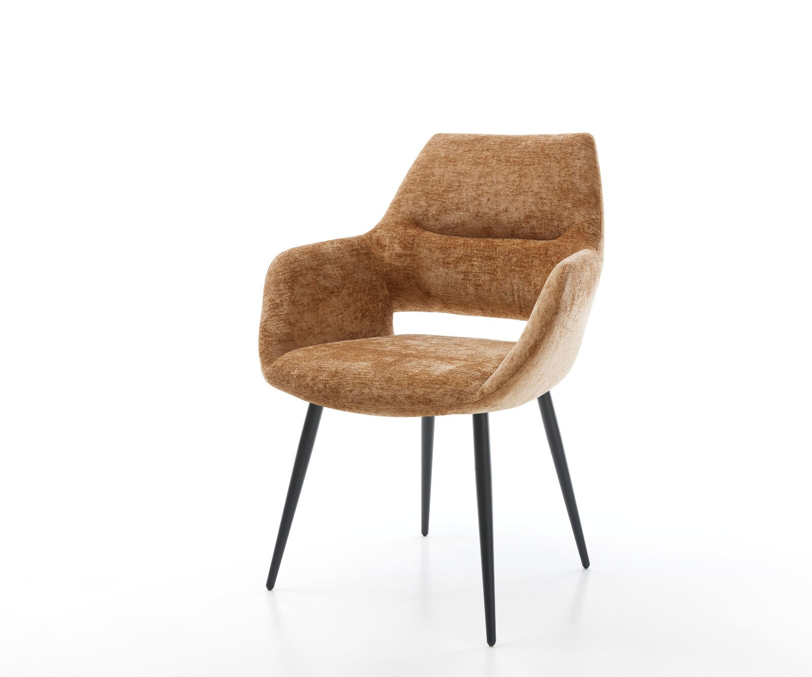 Chaise-pivotante Yago-Flex avec accoudoirs bouclé blanc cadre croisé large acier inoxydable pivote sur 360°