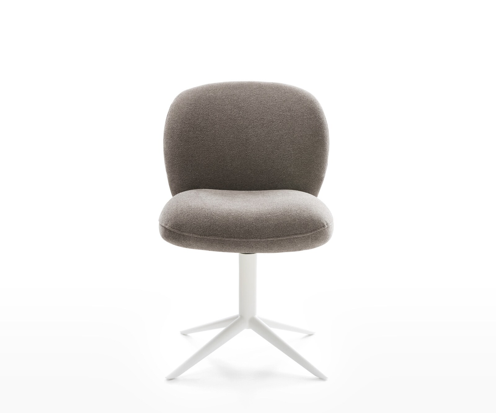 Chaise-pivotante Nube-Flex tissu structuré doux taupe pied de chaise 4 branches blanc pivotement sur 360° fonction bascule ressorts ensachés 1