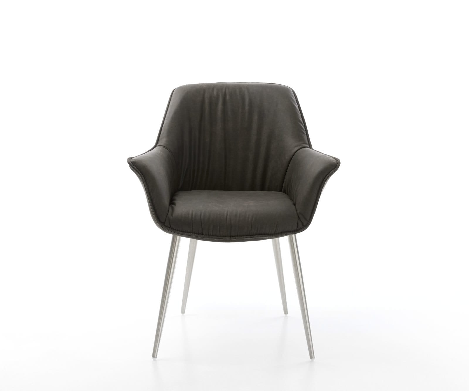 Esszimmerstuhl Keila-Flex mit Armlehnen Mikrofaser Anthrazit Vintage 4-Fuß konisch Edelstahl 2