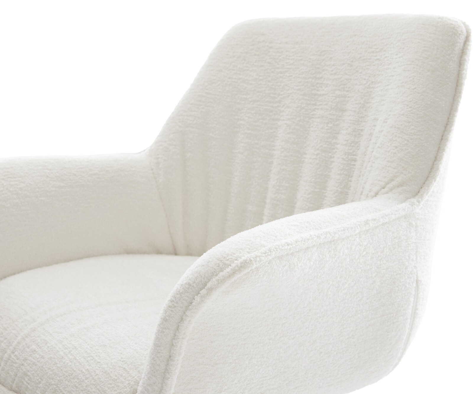 Esszimmerstuhl Keila-Flex mit Armlehnen Bouclé Soft Beige Kreuzgestell konisch Schwarz 4