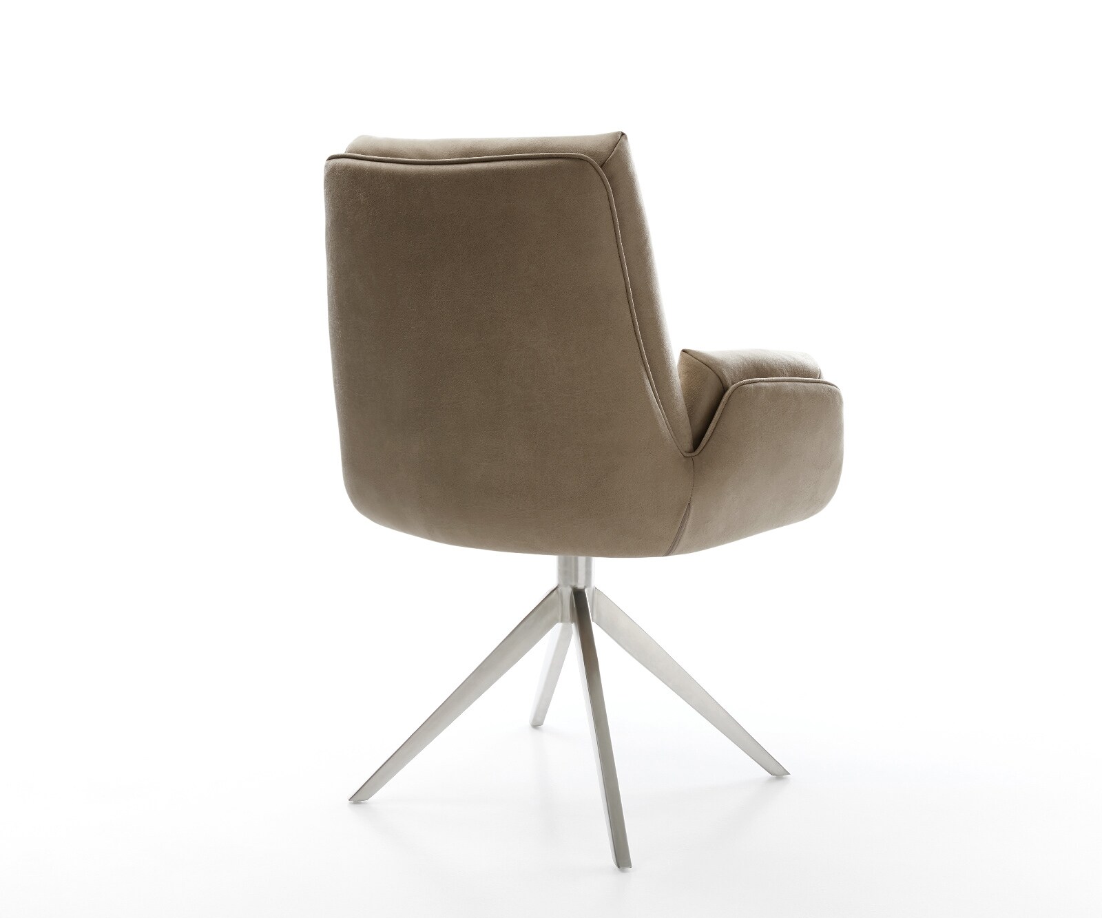 Drehstuhl Clea-Flex Mikrofaser Beige Vintage Kreuzgestell breit Edelstahl 360° drehbar Wippfunktion 4