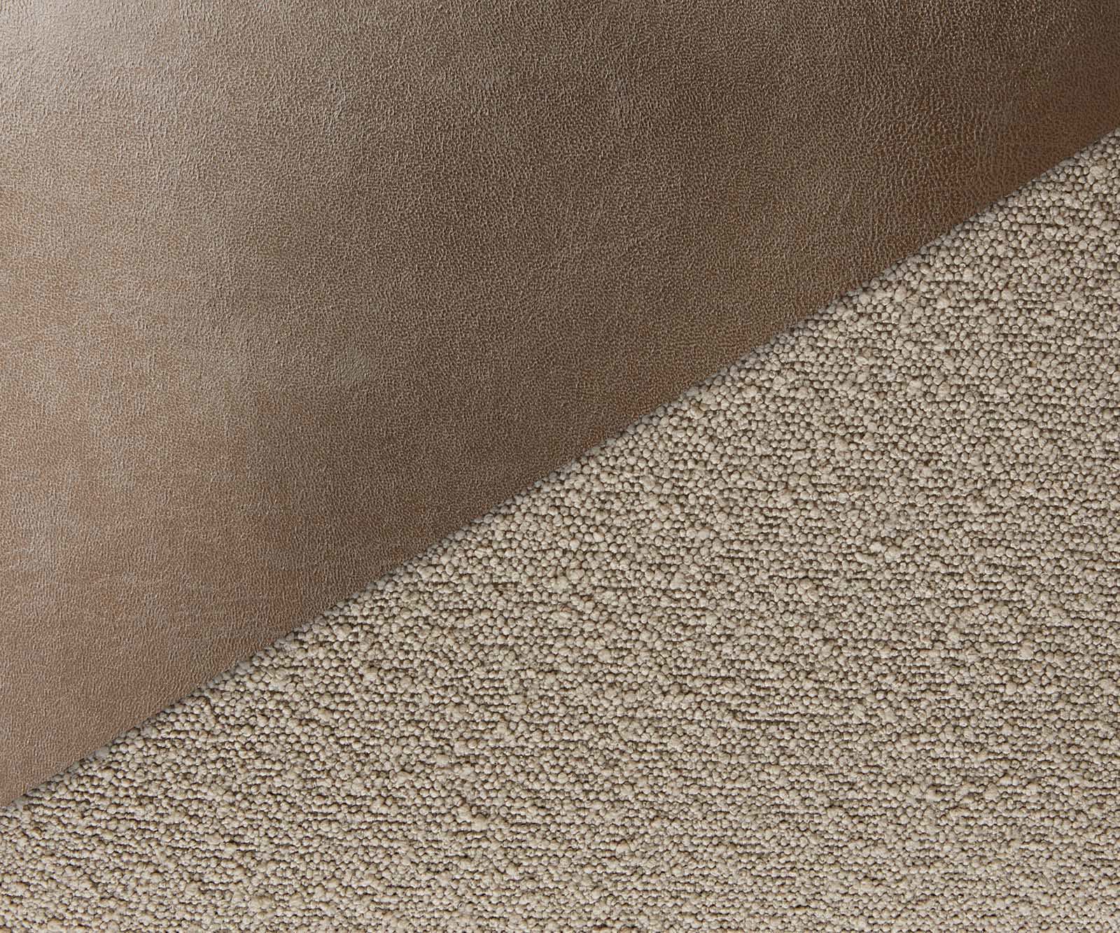 Chaise-de-salle-à-manger Luan-Flex avec accoudoirs tissu mixte couleur boue pied trapèze acier inoxydable brossé 2