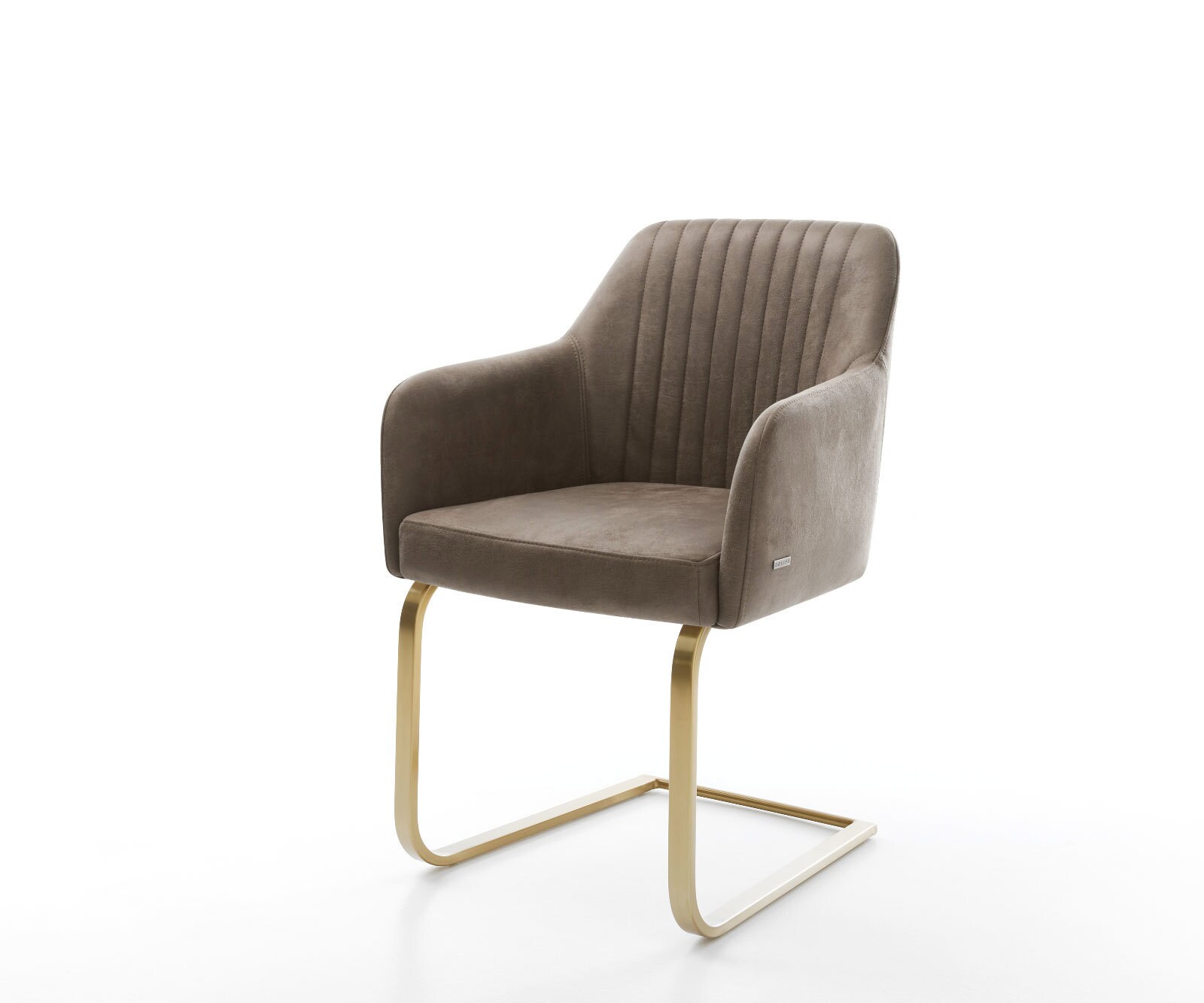 Schwingstuhl Greg-Flex Taupe Vintage Freischwinger flach Gold