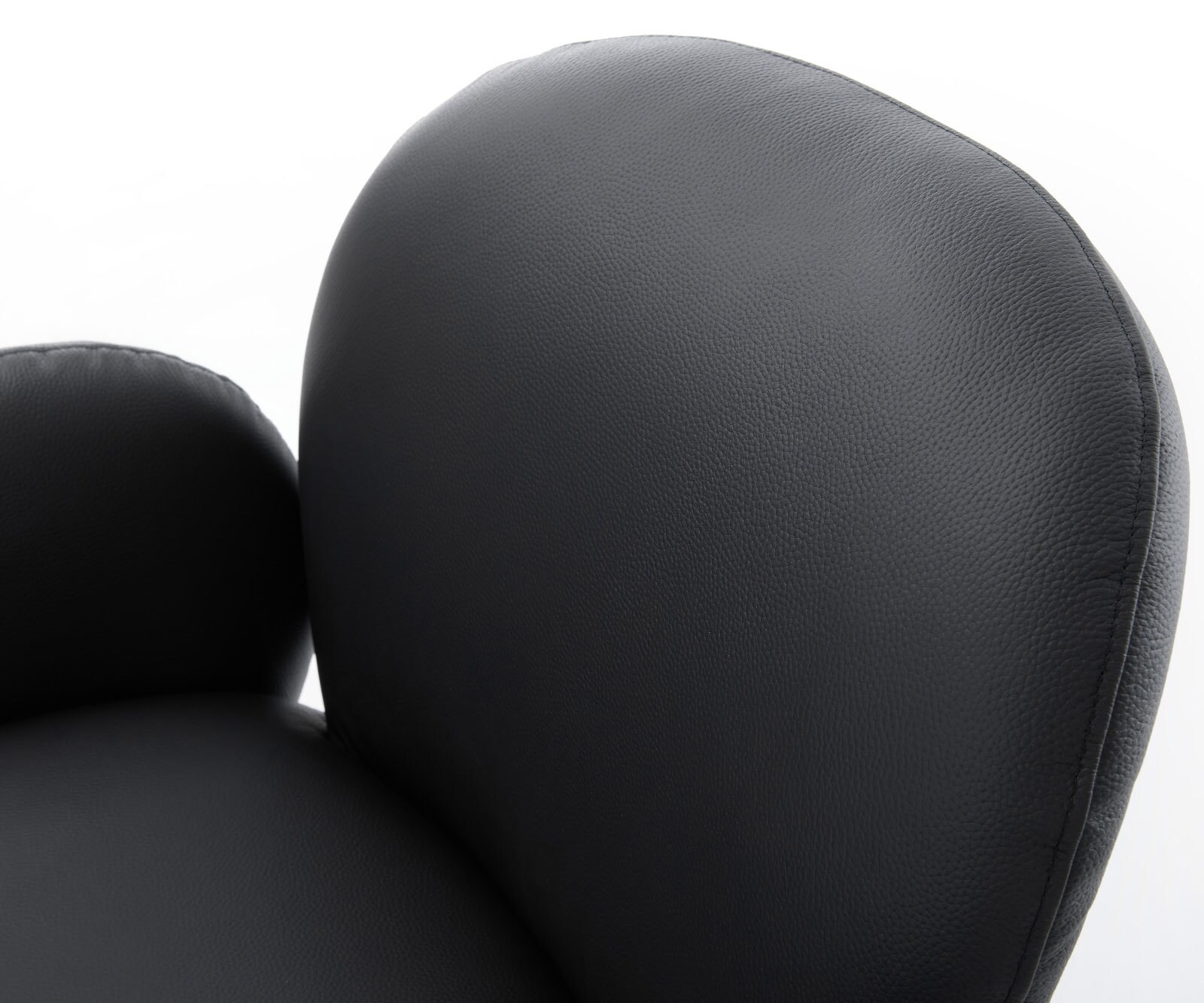 Chaise-de-salle-à-manger Nube-Flex avec accoudoirs cuir de vache noir 4 pieds coniques acier inoxydable brossé ressorts ensachés 4